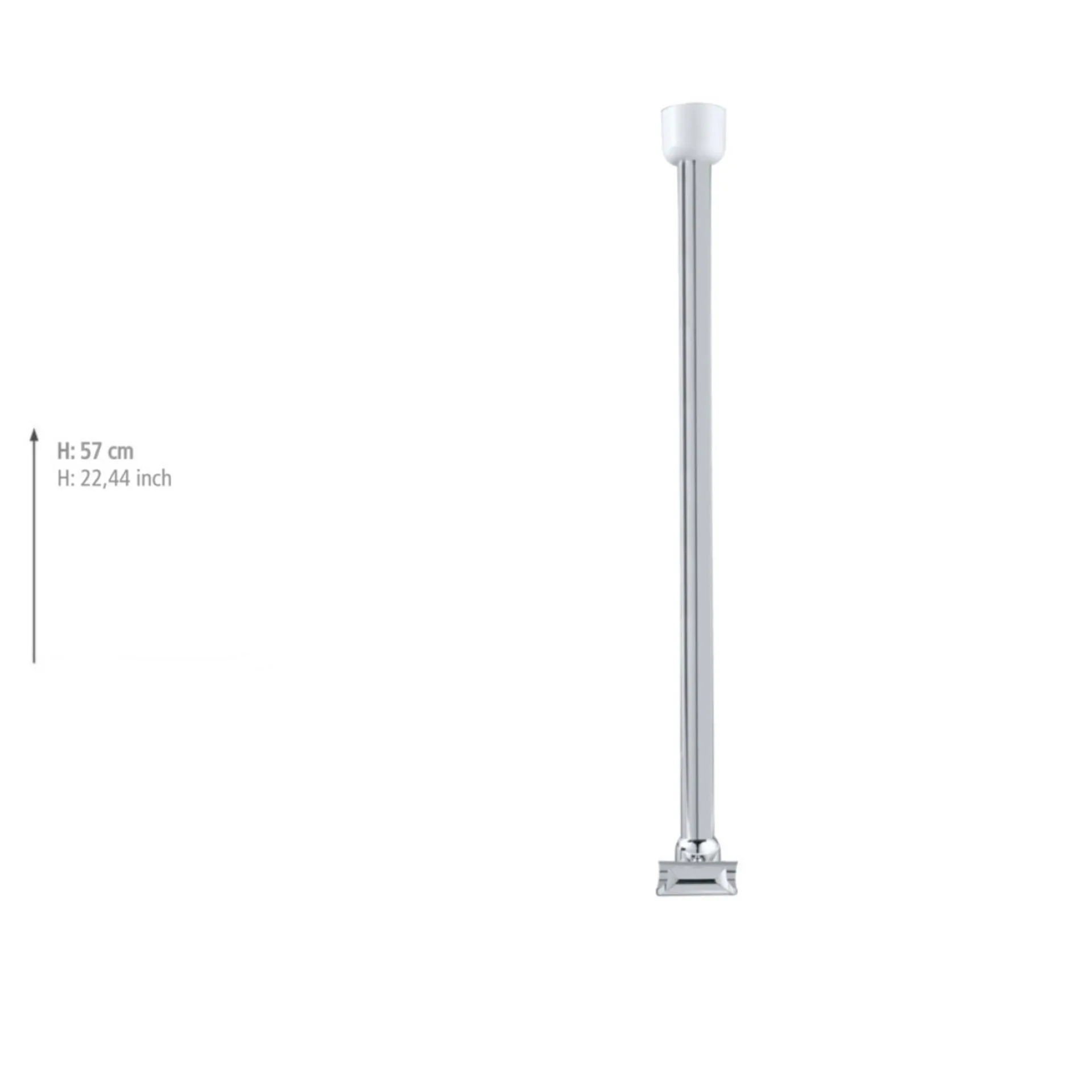 WENKO Deckenstütze für Duschstange 57 cm, Chrom, Aluminium