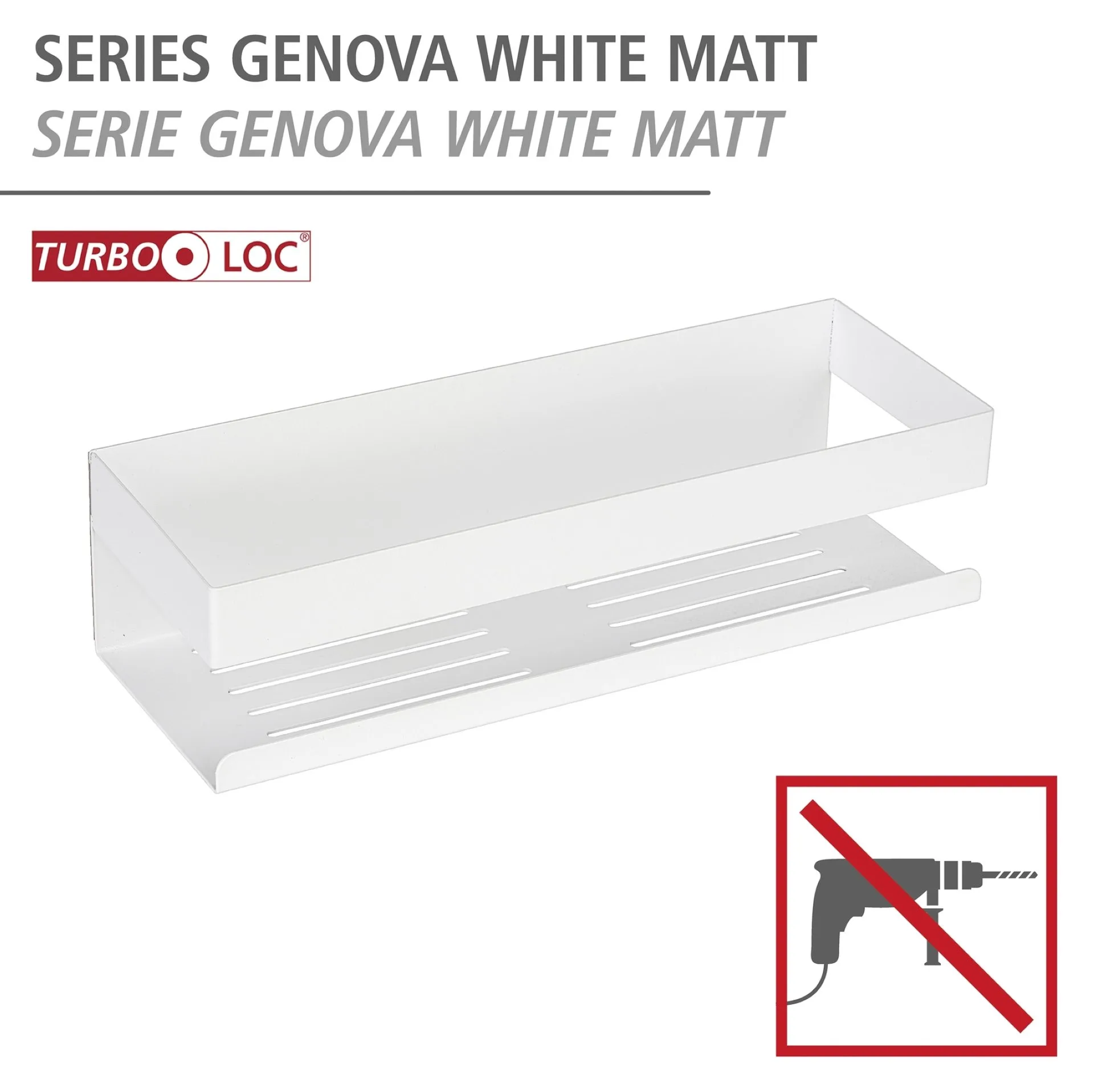 WENKO GENOVA Duschablage 30 cm breit, Weiß, Befestigen ohne Bohren