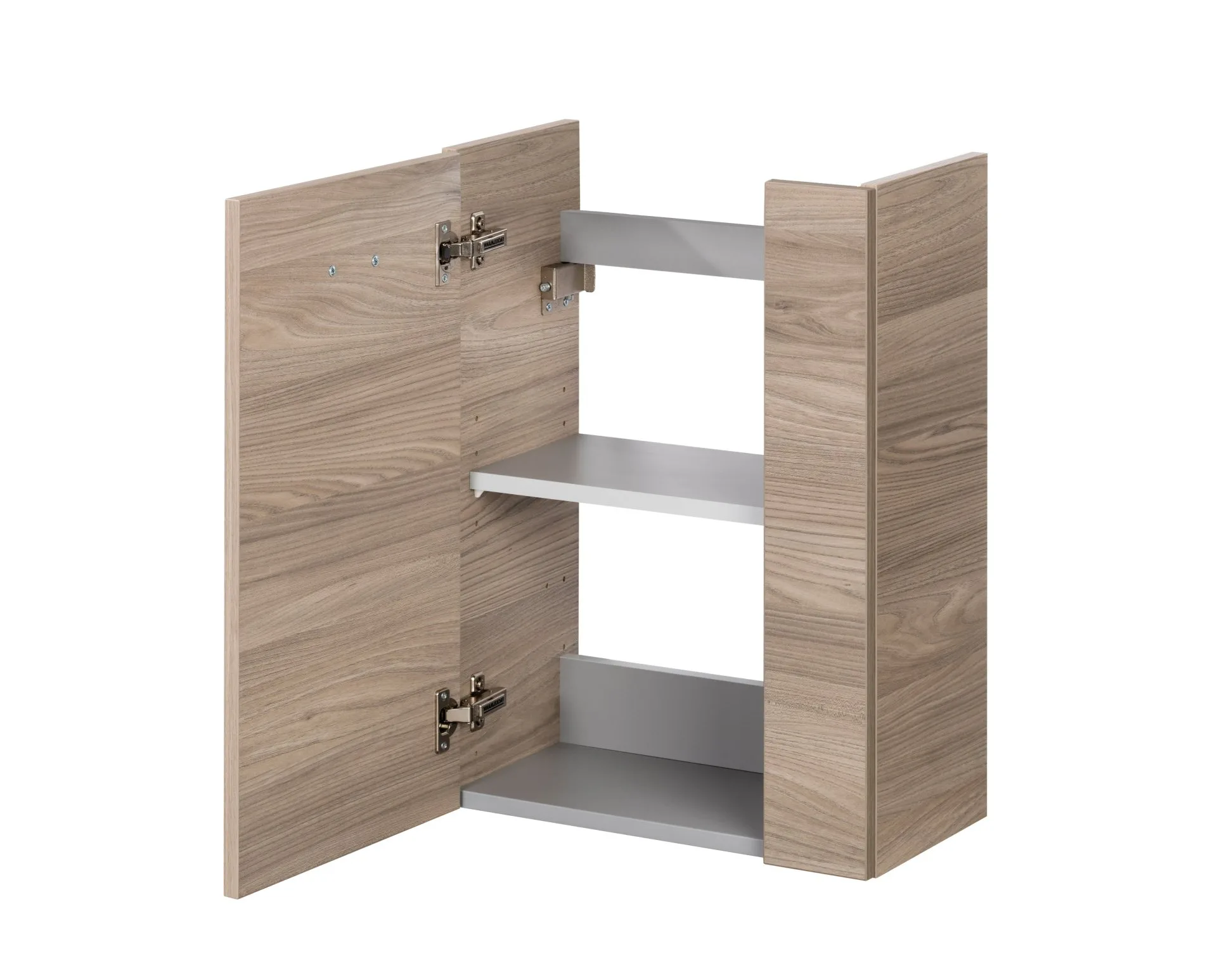 FACKELMANN SBC LUXOR Gäste WC Waschtisch Set 45 cm breit, Braun hell, Waschbecken Keramik Weiß, Türanschlag links