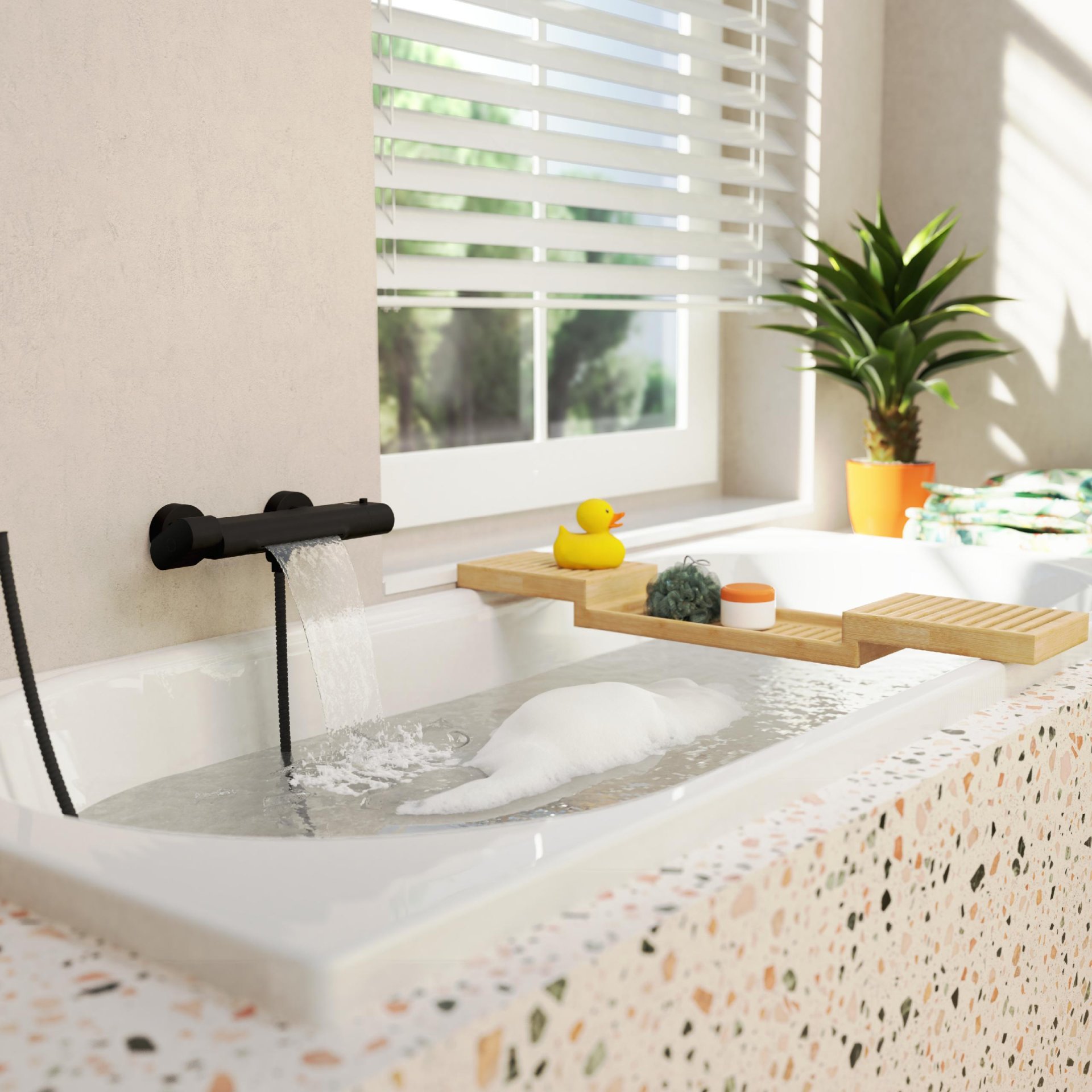 EISL CARNEO Badewannenarmatur, Schwarz matt, mit Schwallauslauf