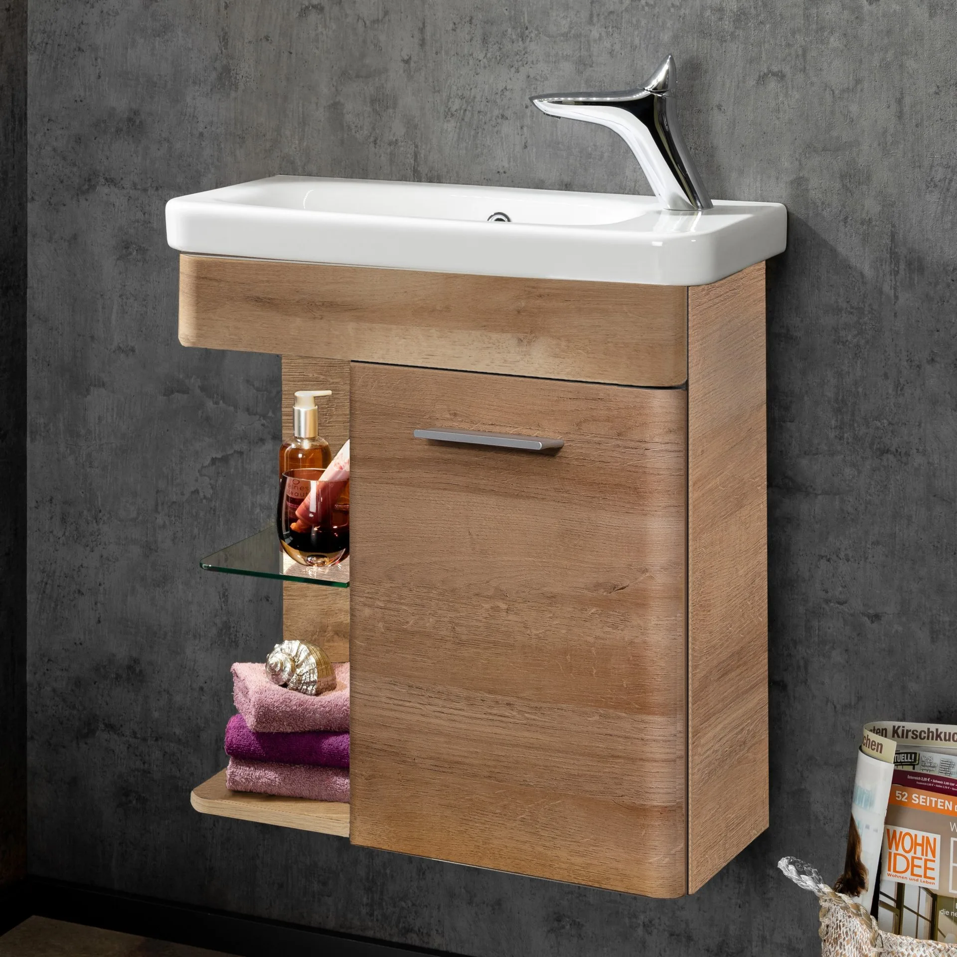 LANZET K8 Gäste WC Waschbecken Keramik 60 cm