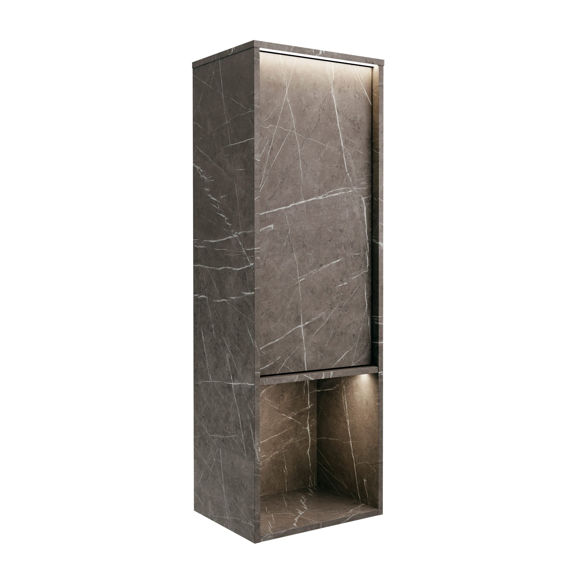 LANZET DUNE Midischrank 40,3 cm breit, Marmor Grau, inkl. LED Beleuchtung