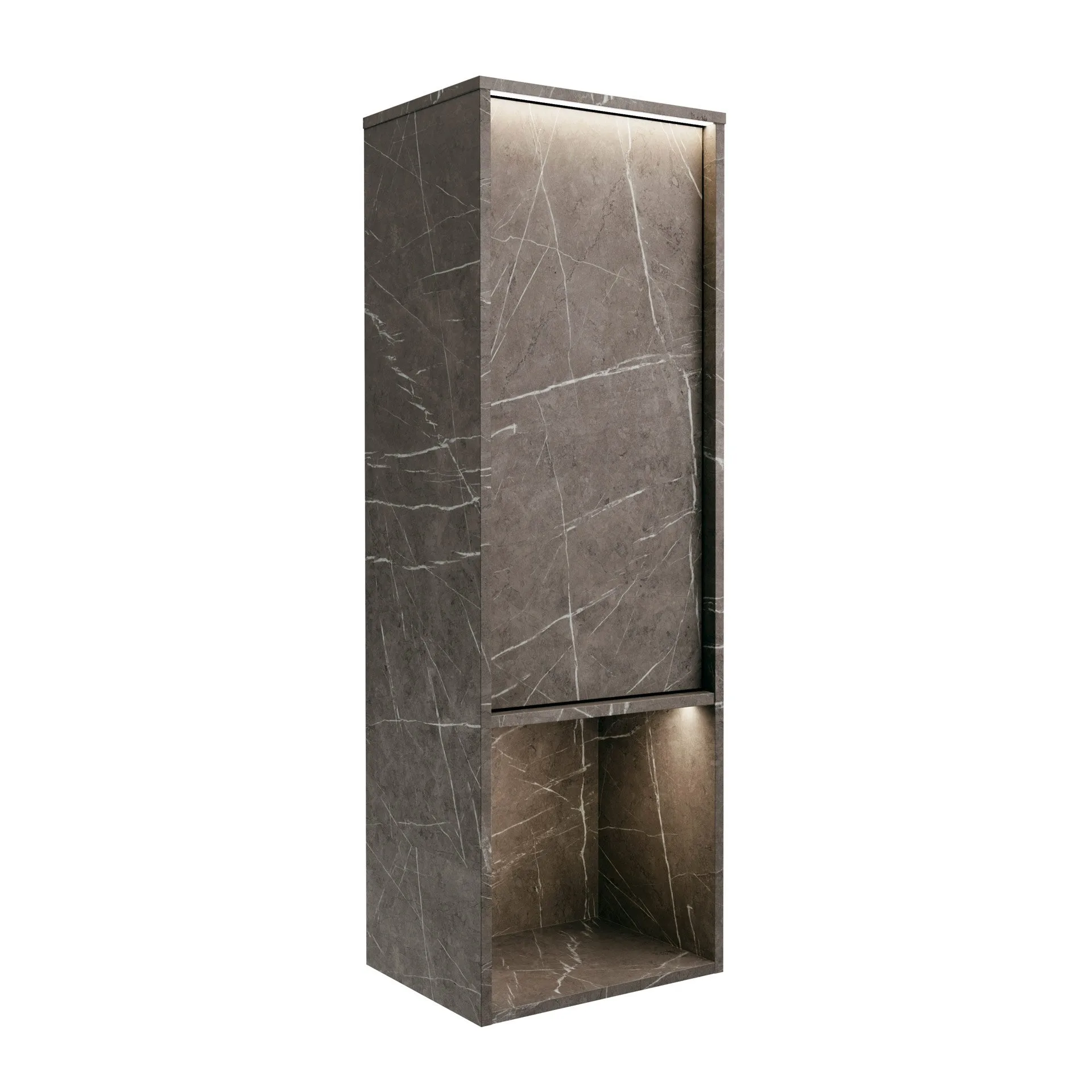 LANZET DUNE Midischrank 40,3 cm breit, Marmor Grau, inkl. LED Beleuchtung