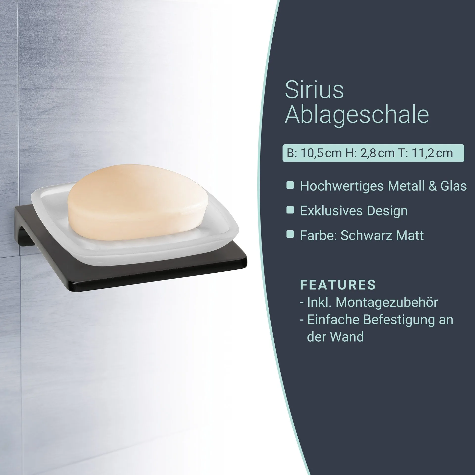BadeDu SIRIUS Ablageschale Schwarz matt
