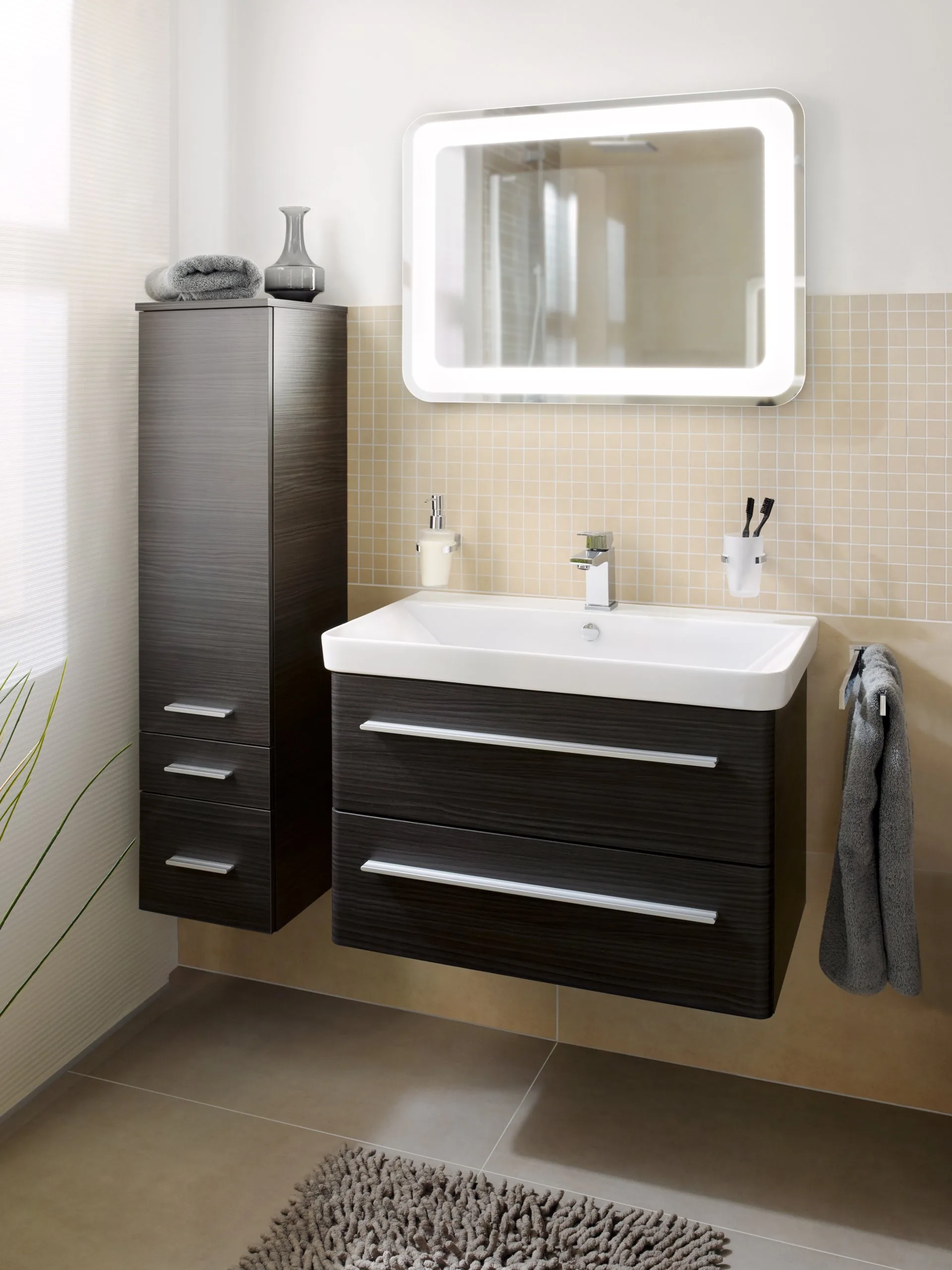 Lanzet K8 Waschtischunterschrank 76 cm Schwarz