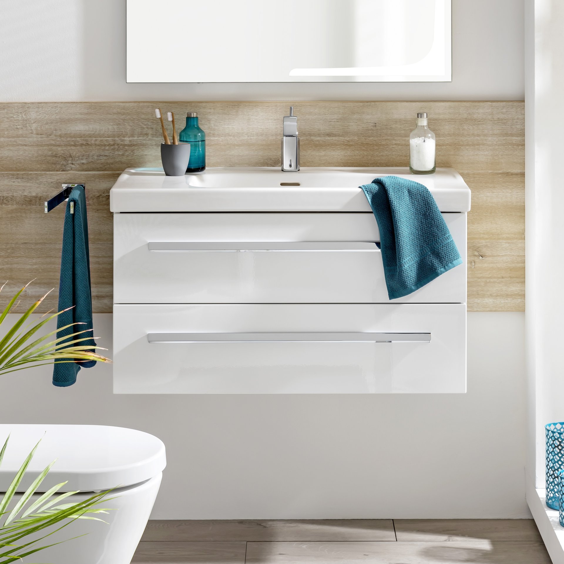 LANZET K1 Waschbeckenunterschrank 90 cm, Weiß