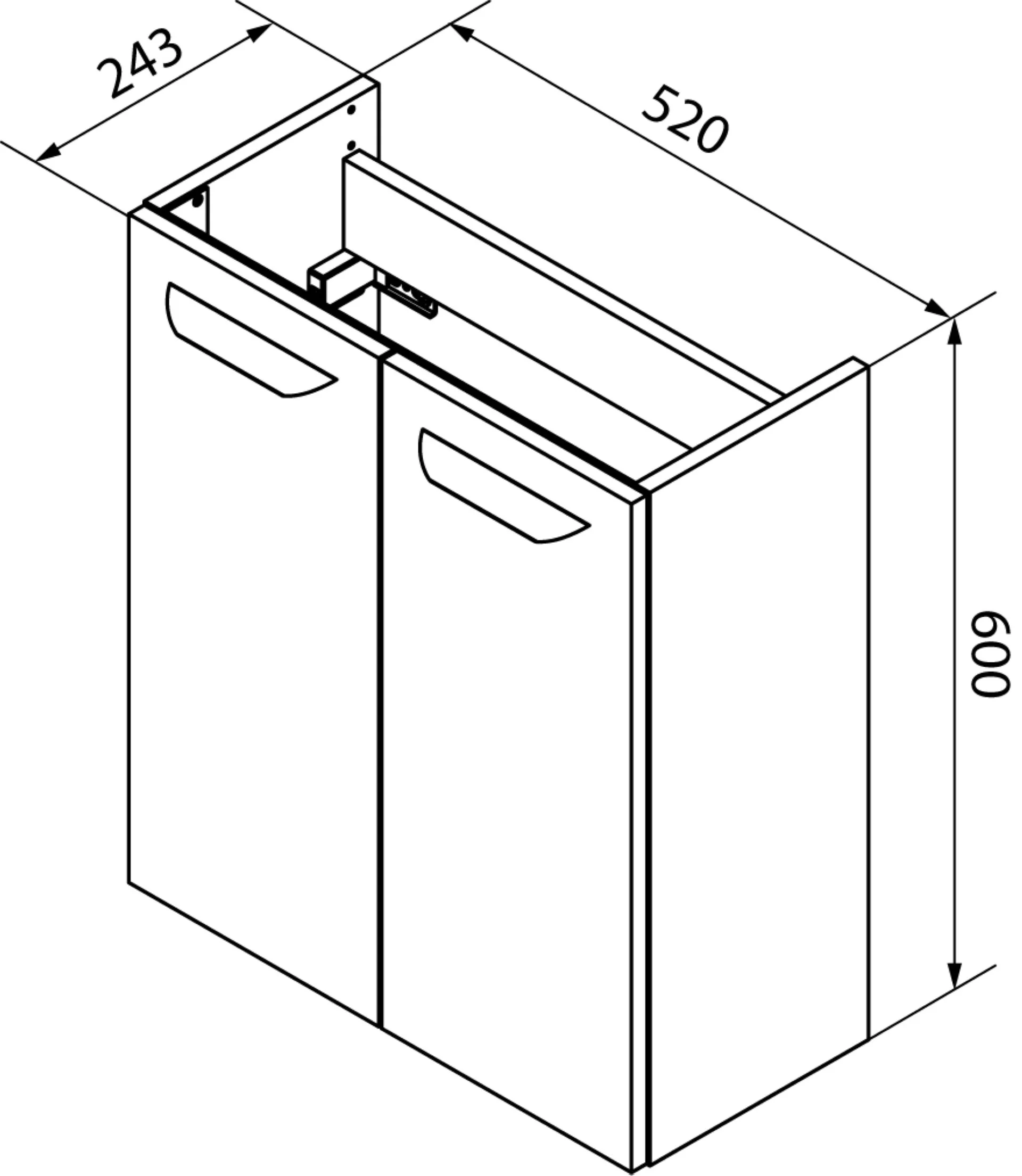 FACKELMANN SBC LUXOR Gäste WC Waschtisch Set 55 cm breit, Braun hell, Waschbecken Keramik Weiß, Hahnloch rechts