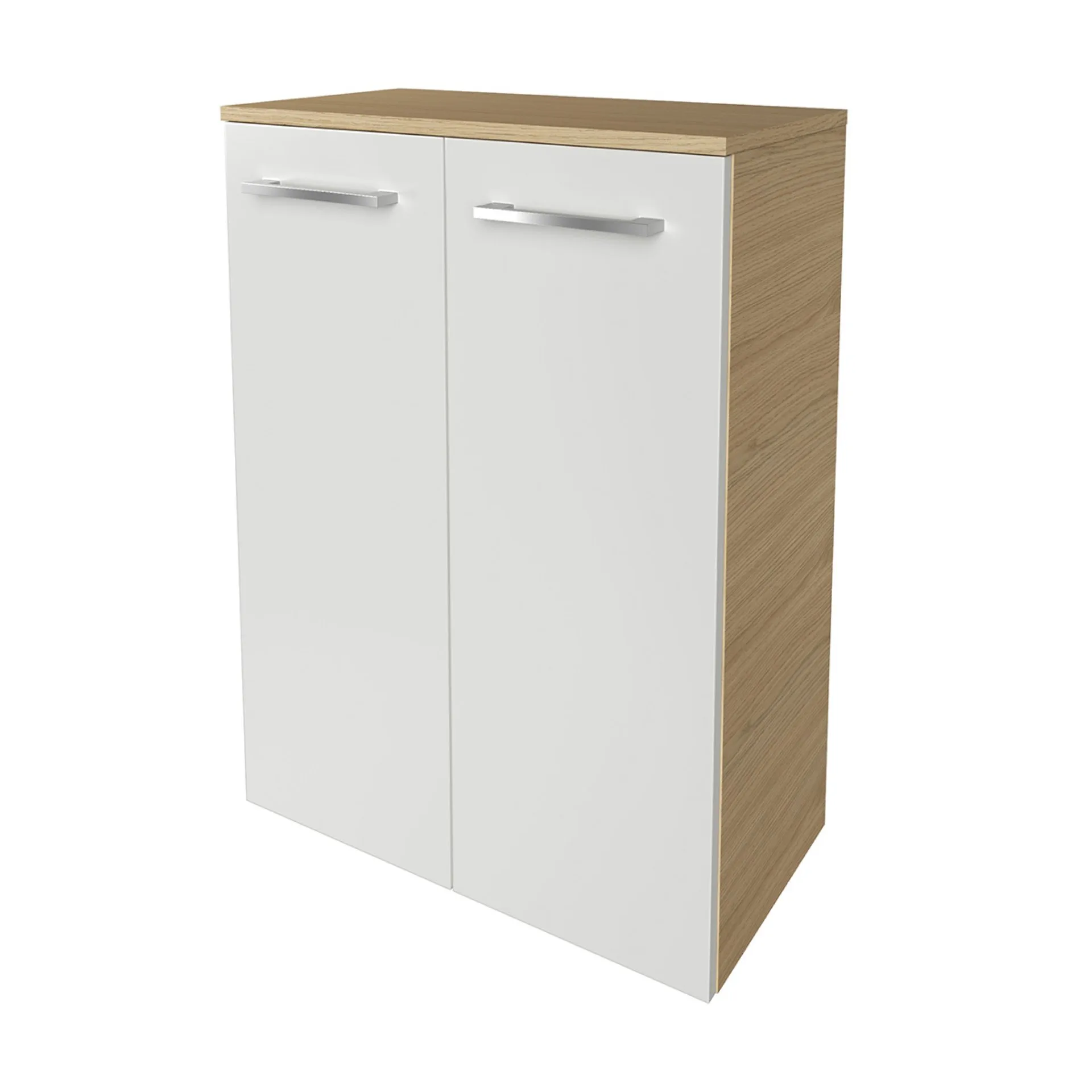 FACKELMANN B.STYLE Doppel Midischrank 60 cm breit, Weiß/Braun