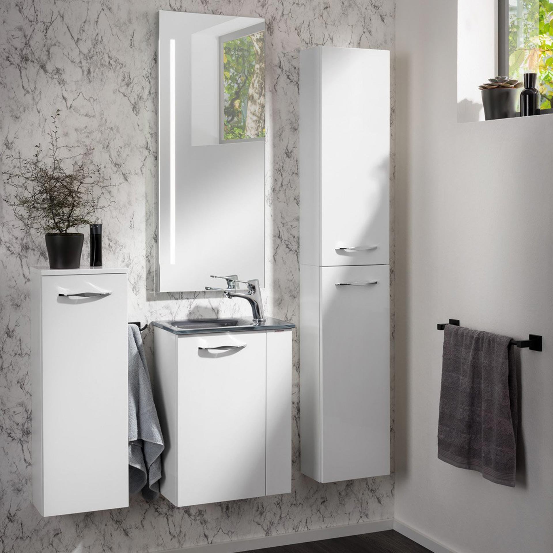 FACKELMANN Waschbecken 45 cm breit, Anthrazit, Glas