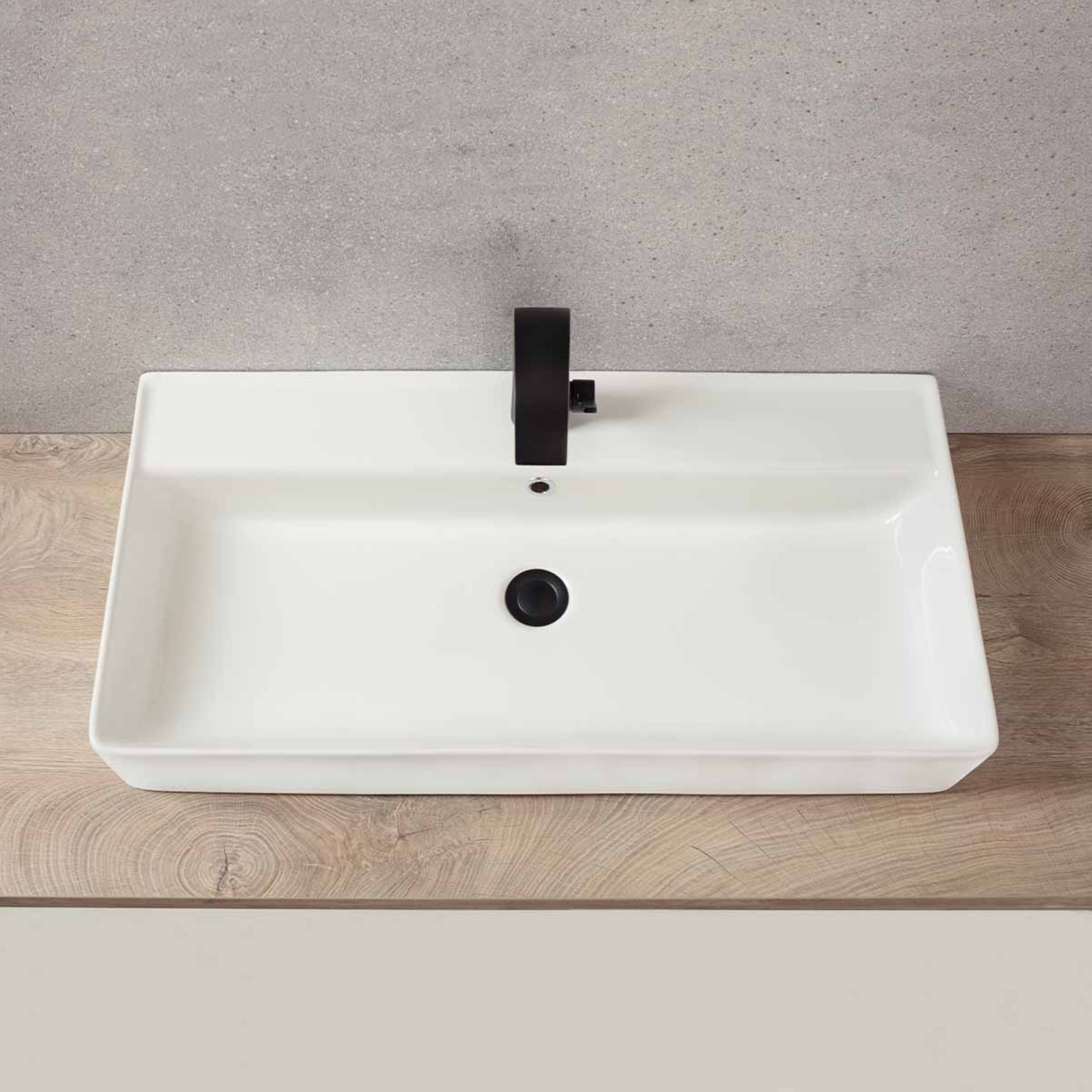 Fackelmann VAIDA Aufsatzbecken 81 cm breit, Keramik, Weiß