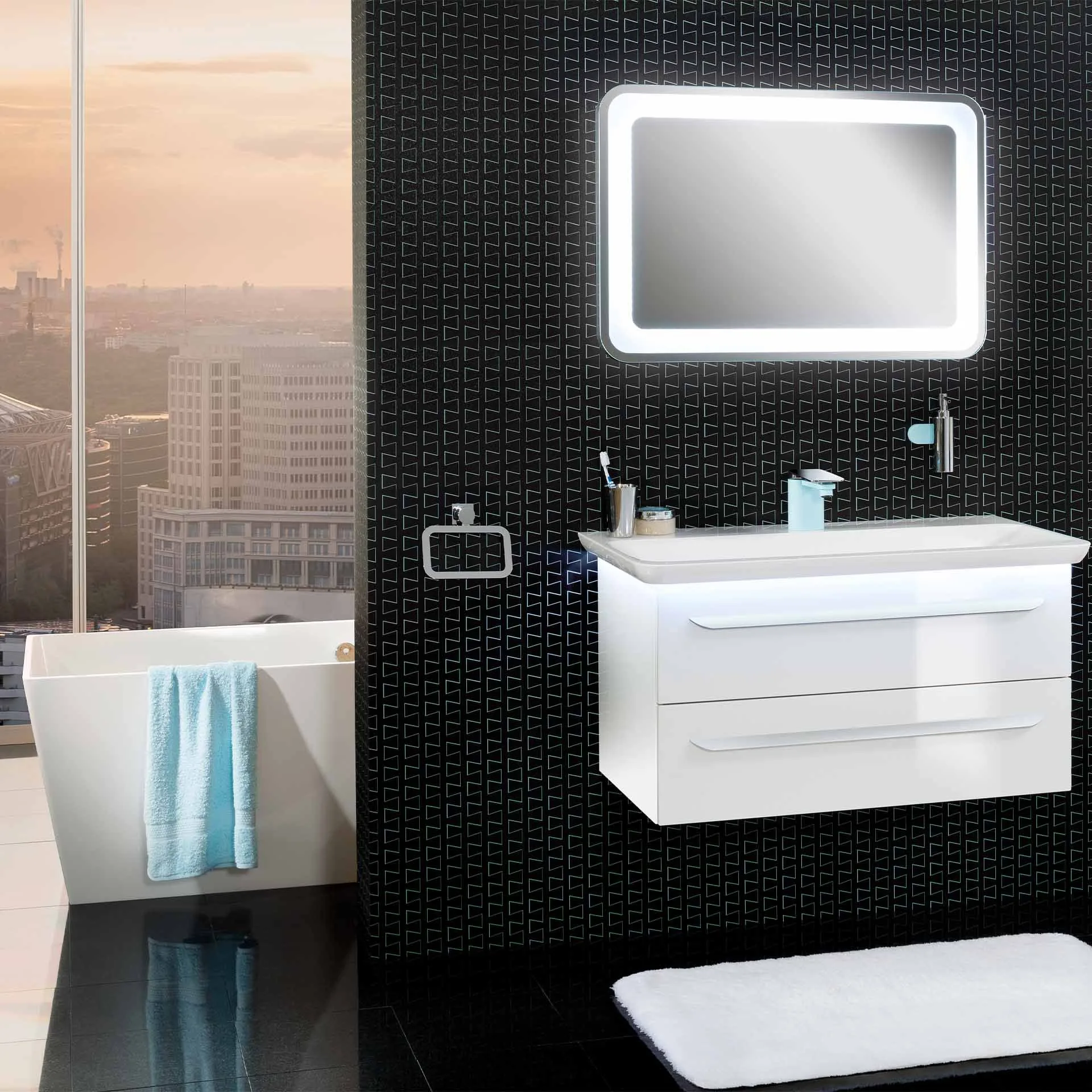 Lanzet M9 Waschbecken inkl. LED-Band 97 cm