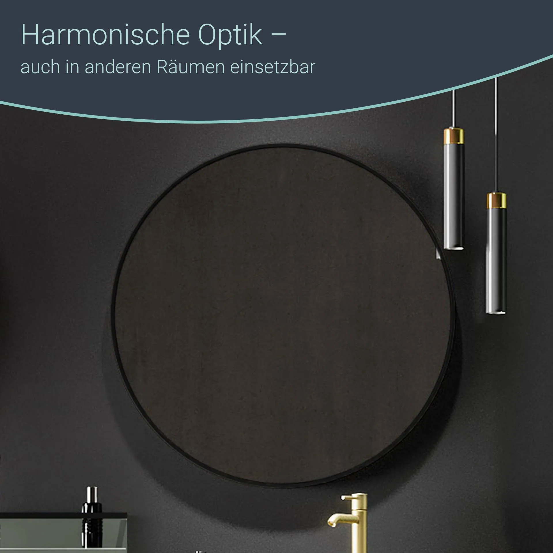 BADEDU Spiegel Ø 80 cm, Schwarz