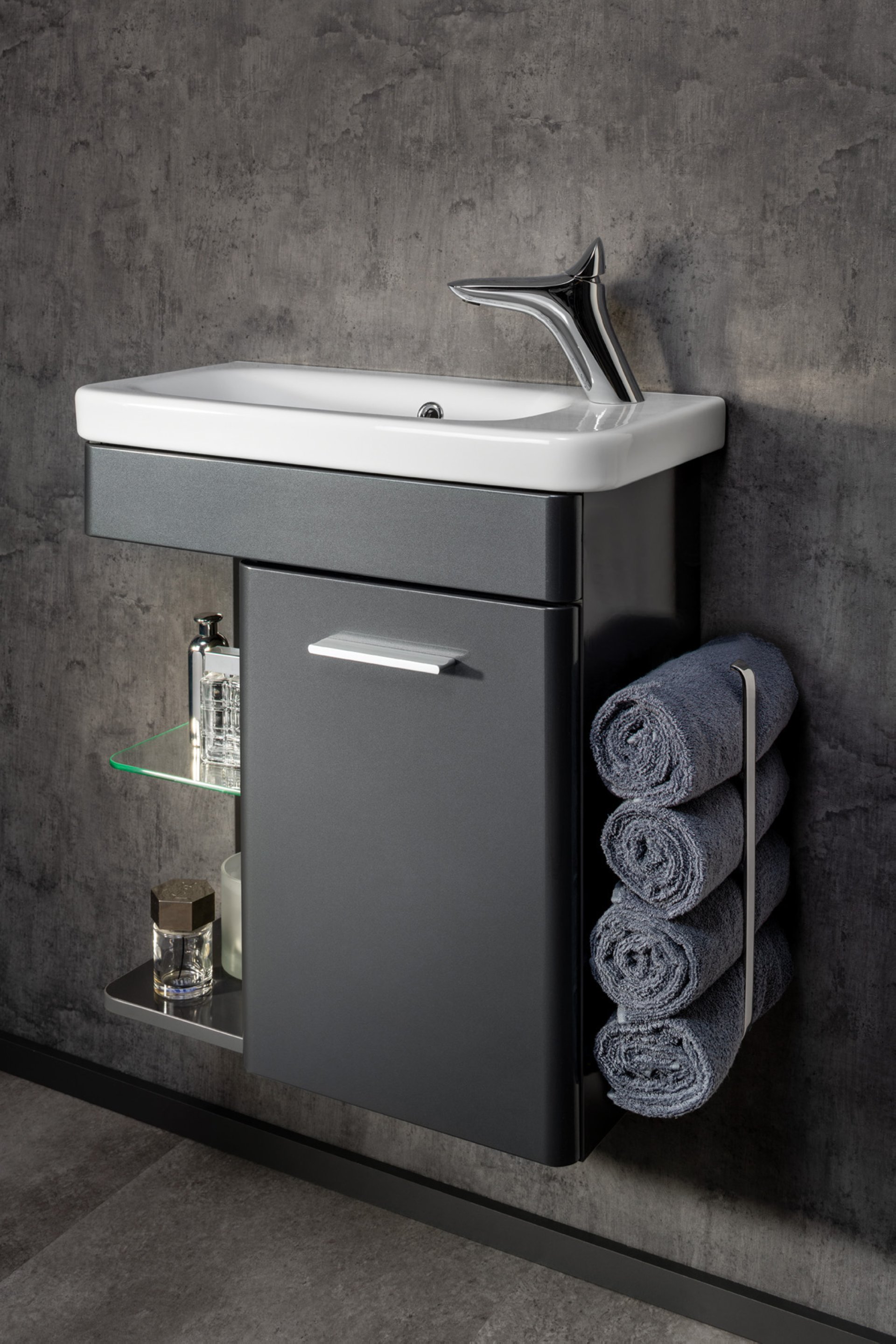 LANZET K8 Gäste WC Waschtischunterschrank 55 cm, Anthrazit