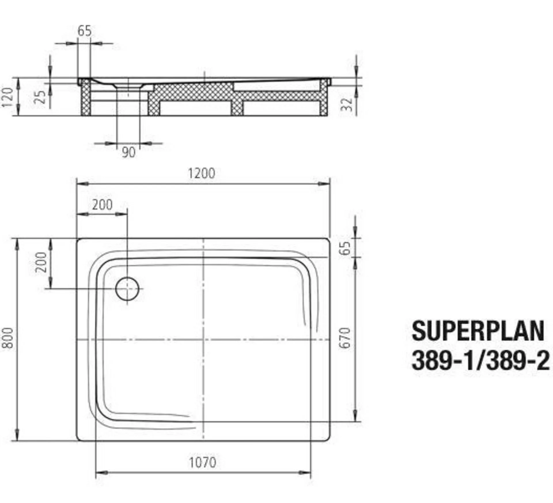 KALDEWEI SUPERPLAN CLASSIC Duschwanne 80 cm breit, Weiß, Mod. 389-1