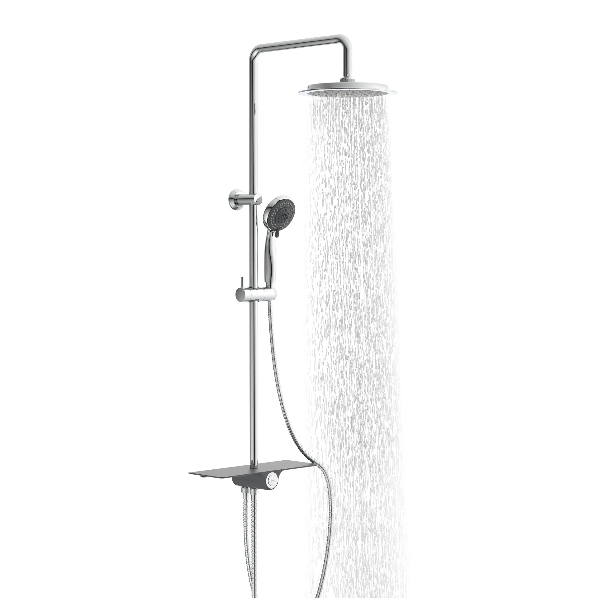 SCHÜTTE AQUASTAR Überkopf-Brauseset, Chrom/Anthrazit, mit Ablage