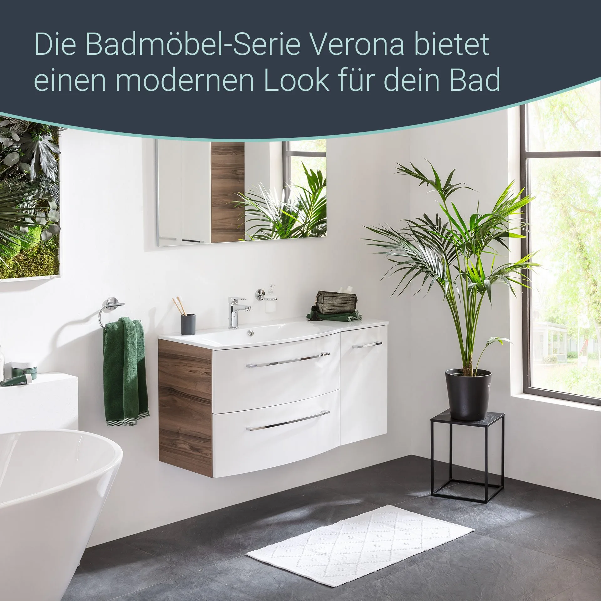 FACKELMANN VERONA Unterschrank 35 cm breit, Weiß Hochglanz/Braun Dunkel, Türanschlag rechts