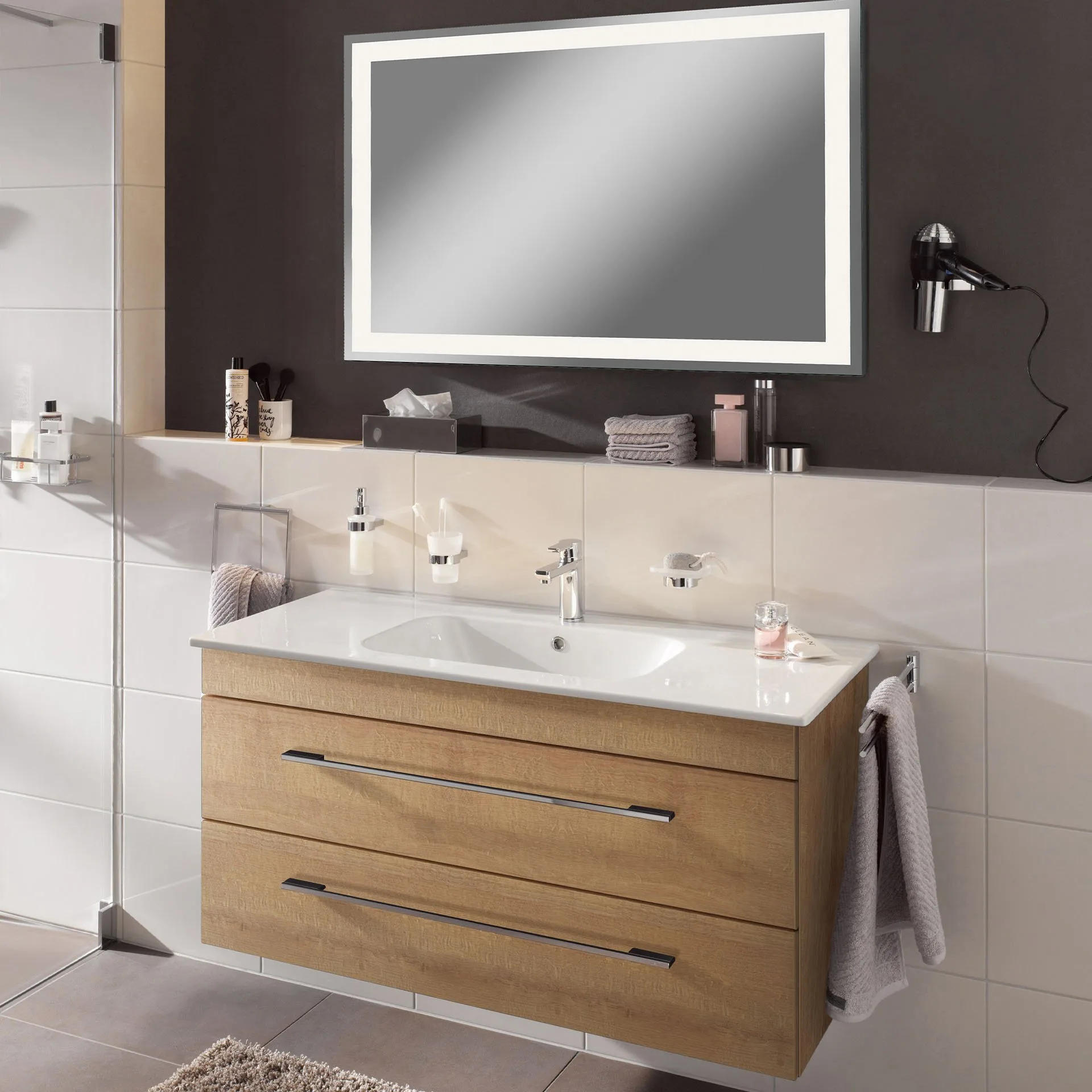 Lanzet K5 Waschbeckenunterschrank 118 cm, Braun hell