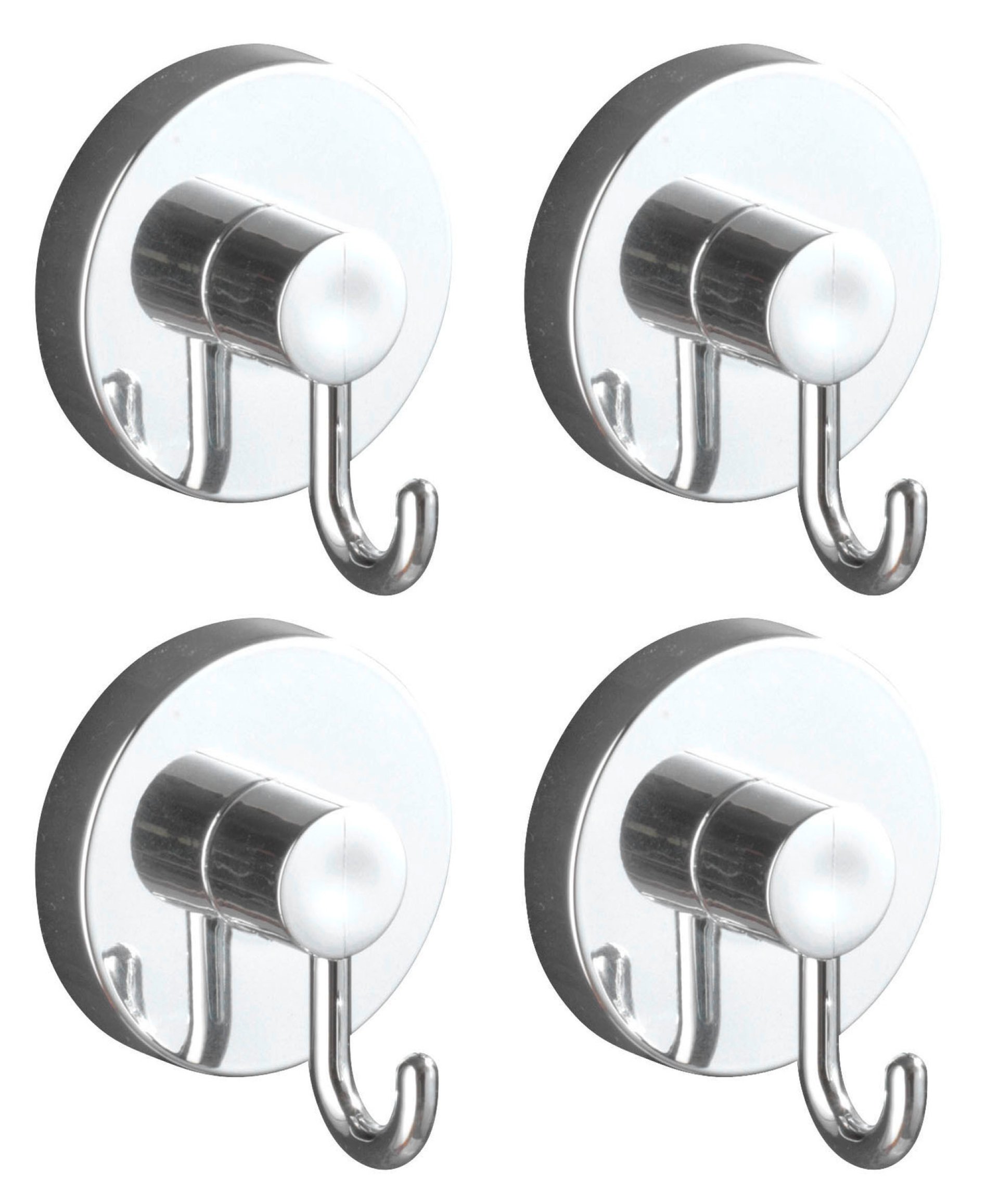 WENKO VACCUM-LOC Haken, Chrom, 4er Set, Befestigen ohne bohren