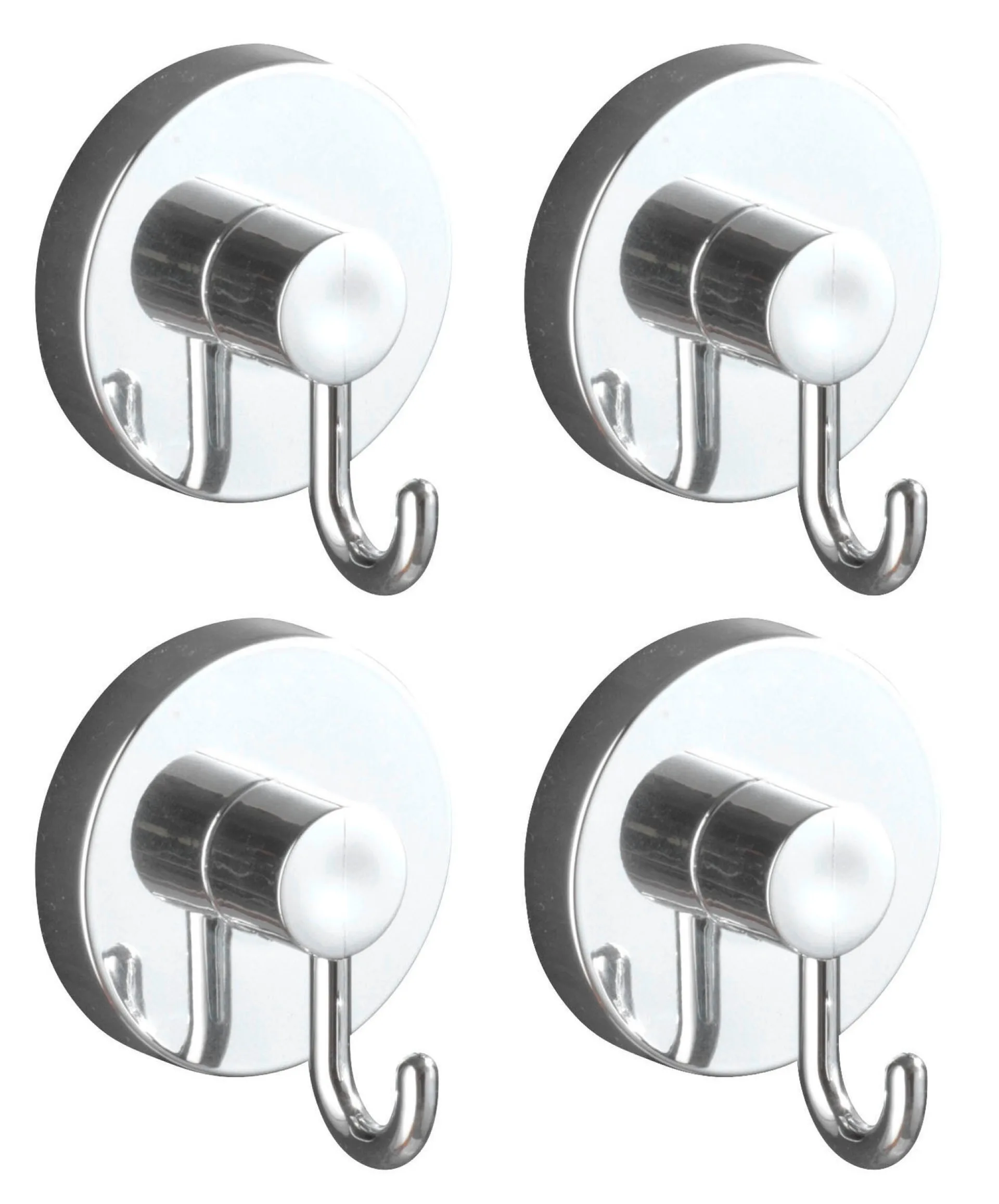 WENKO VACCUM-LOC Haken, Chrom, 4er Set, Befestigen ohne bohren