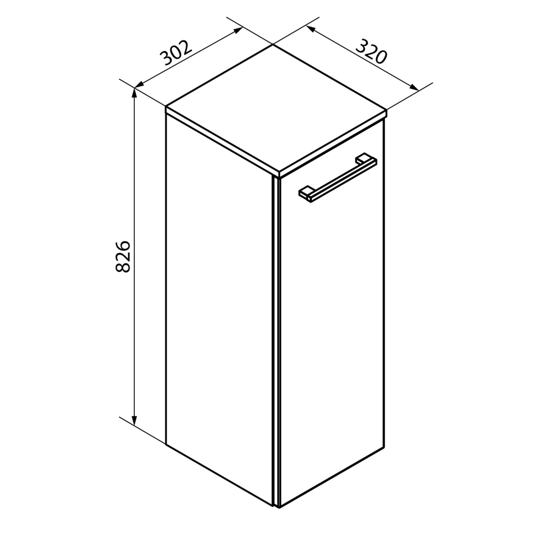 FACKELMANN B.ROUND Midischrank 30 cm breit, Braun, Türanschlag rechts