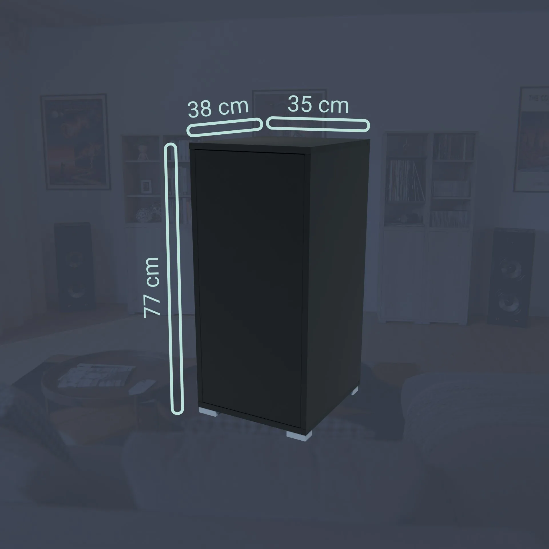 BADEDU VEER Badschrank 35 cm breit, Anthrazit, 3 Fächer mit Tür