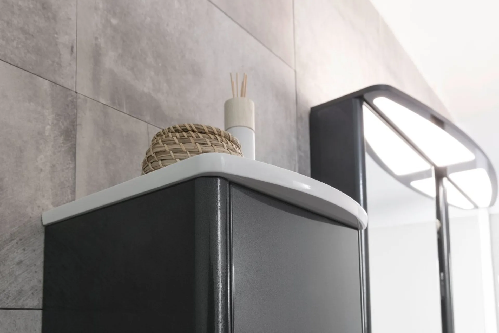 Lanzet CLASSICO Midischrank, Anthrazit/Weiß, rechts