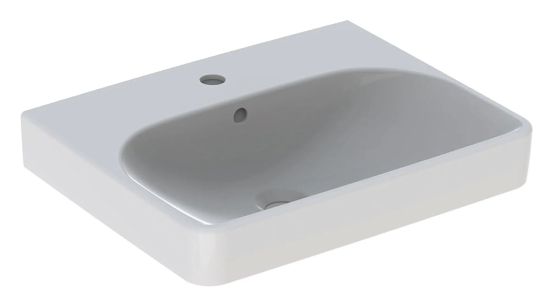 GEBERIT SMYLE SQUARE Waschbecken Keramik 55 cm breit, Weiß, KeraTect