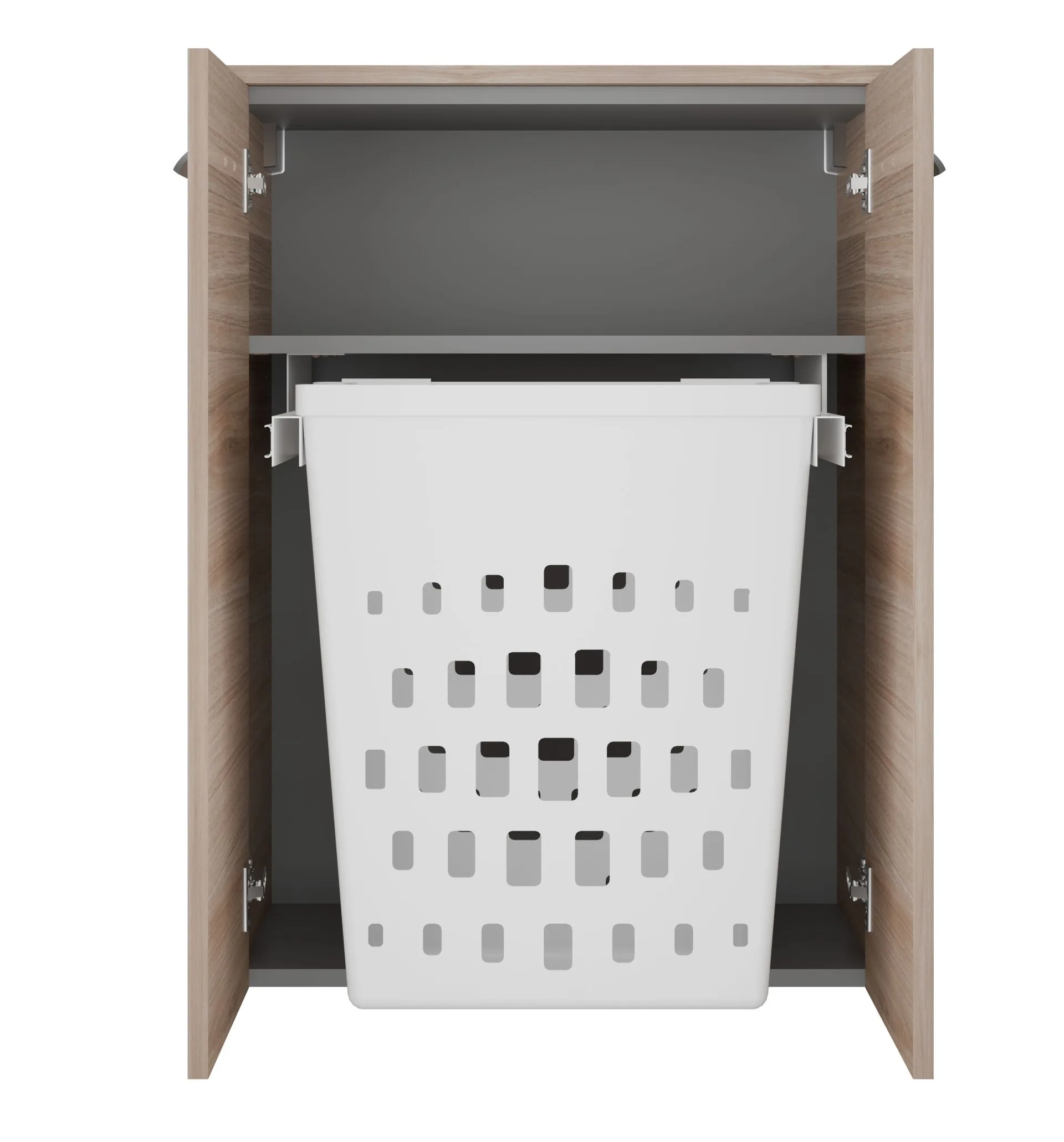 FACKELMANN LUXOR Doppel Midischrank 60 cm breit, Braun hell + Wäschekorb