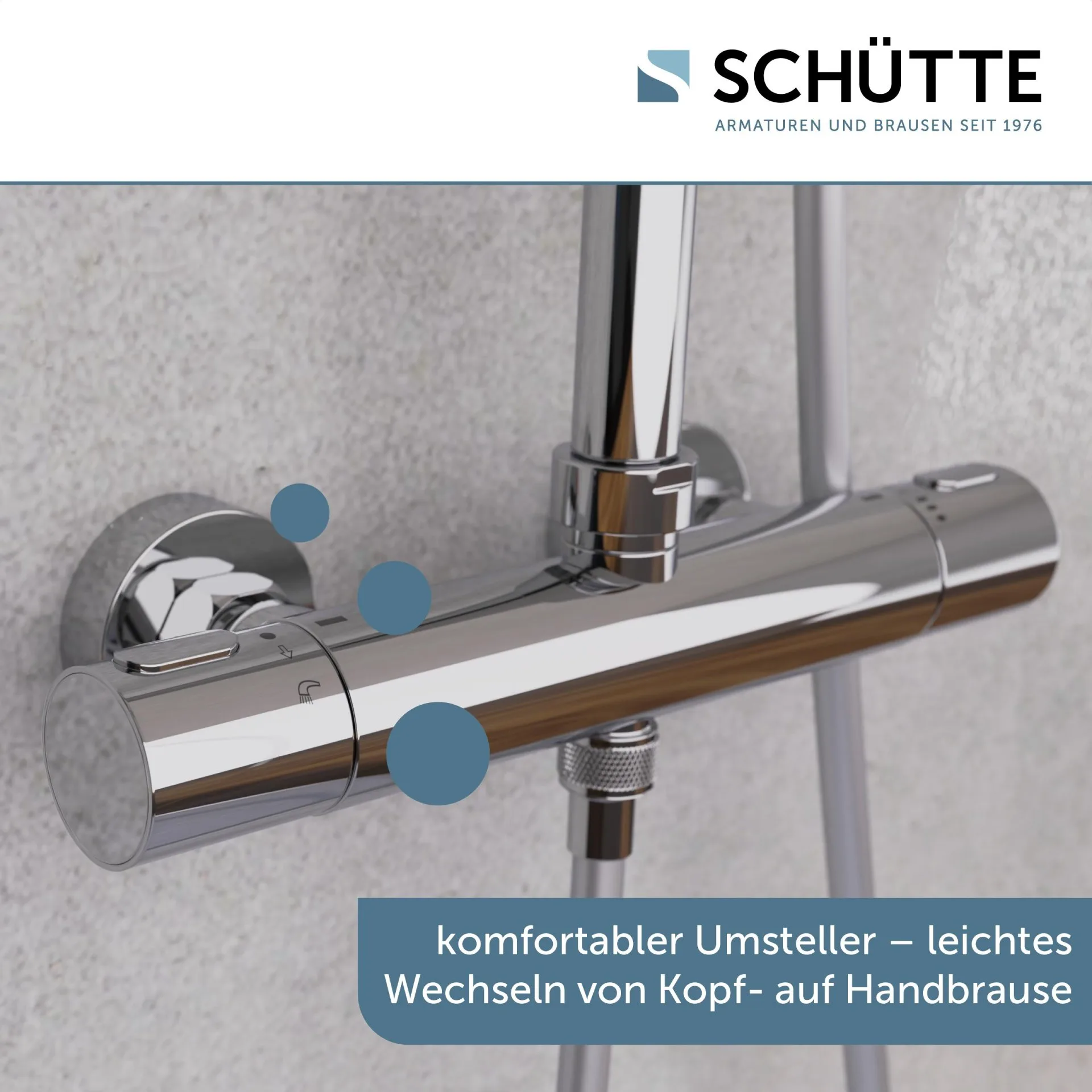SCHÜTTE AQUADUCT Überkopf-Brauseset, Chrom, mit Duschthermostat