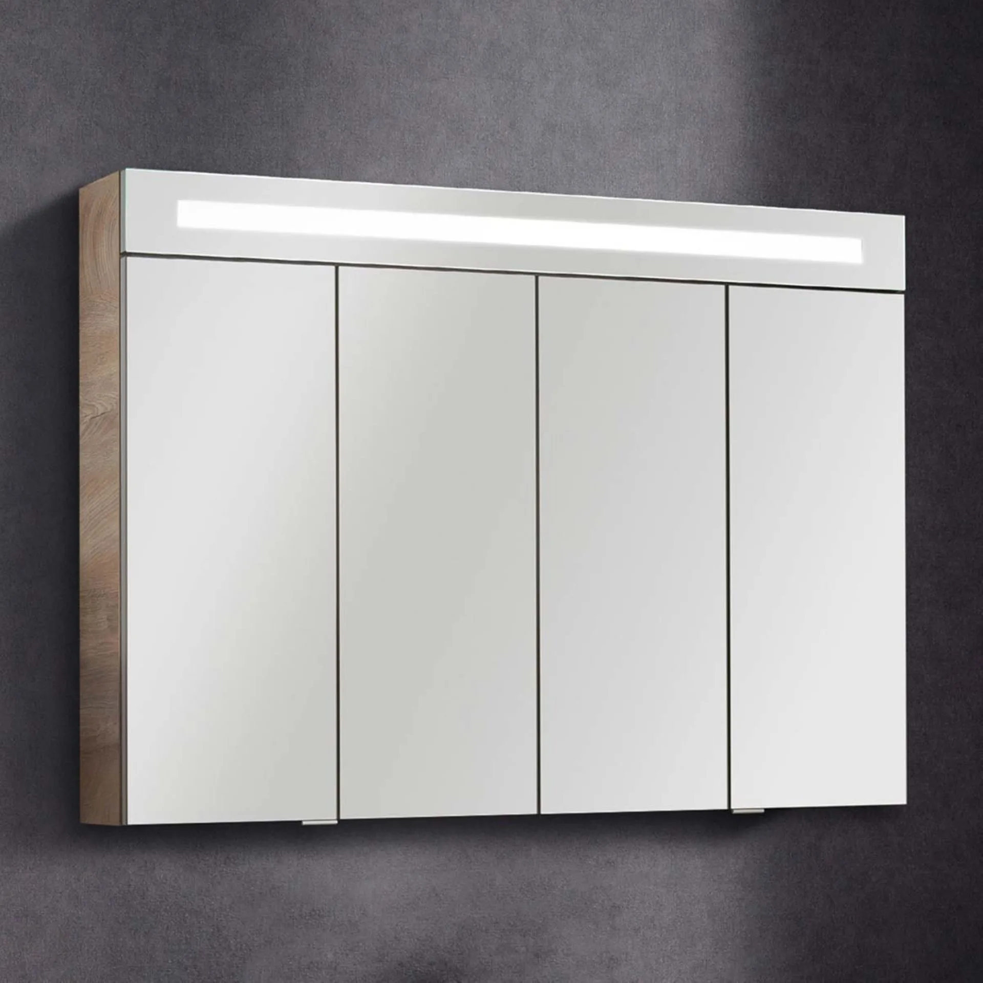 FACKELMANN TWINDY LED Spiegelschrank 110 cm breit, Braun hell