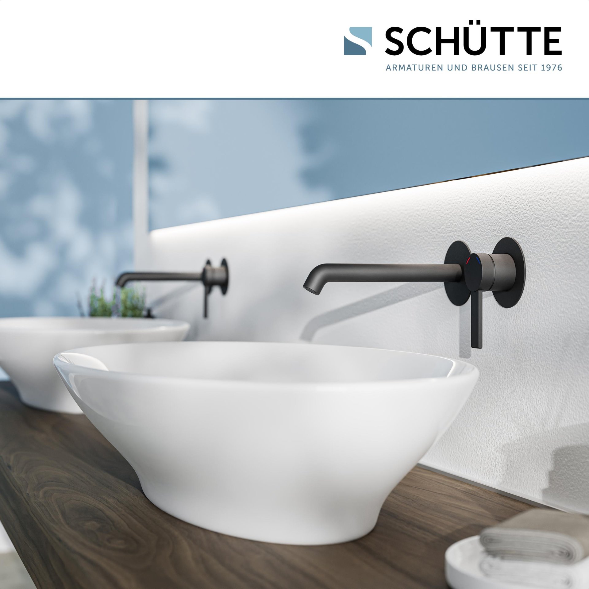 SCHÜTTE LOS ANGELES Waschtischarmatur, Schwarz matt, für Wandmontage