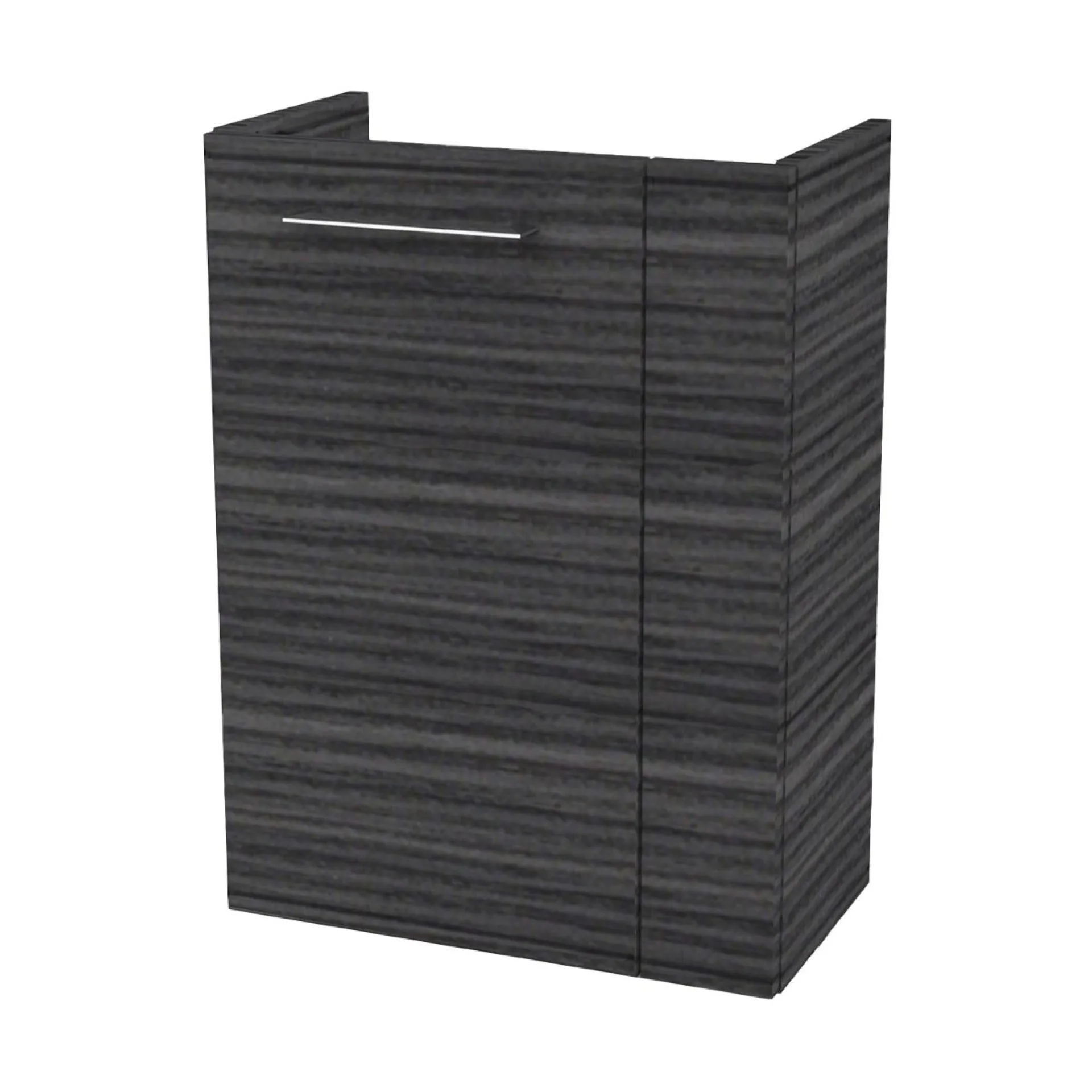 FACKELMANN SBC B.PERFEKT Waschbeckenunterschrank Gäste WC 45 cm breit, Anthrazit Holzoptik, Türanschlag links