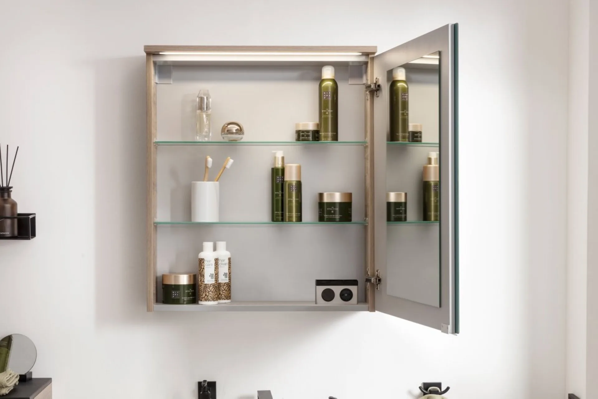Fackelmann OXFORD LED Spiegelschrank 60 cm breit, Braun hell