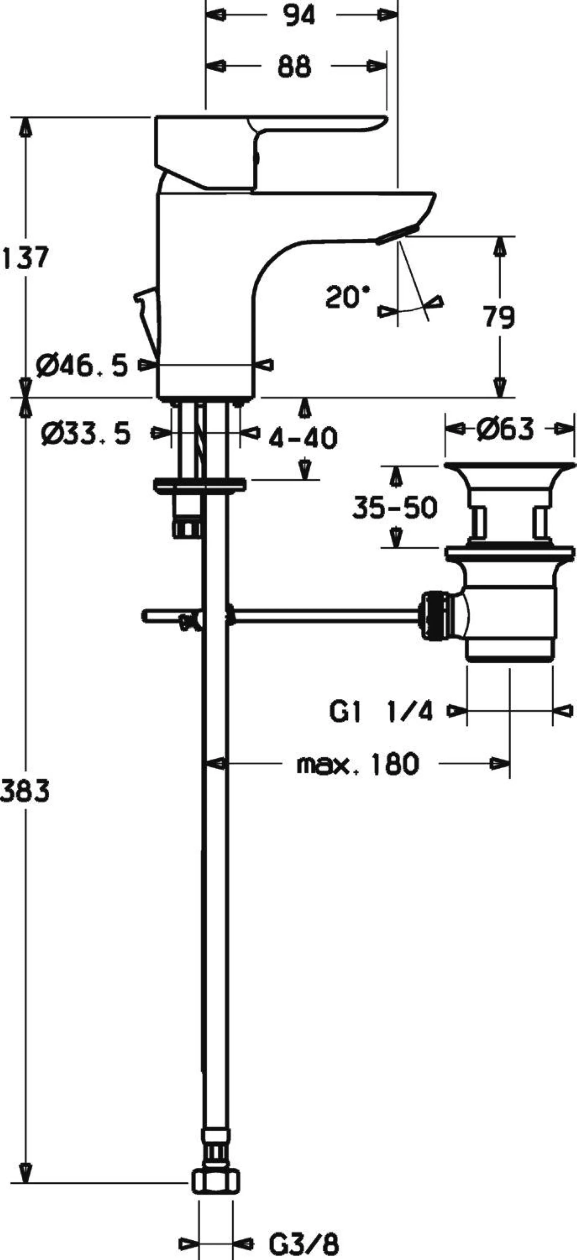 HANSA HANSALIGNA XS Waschtischarmatur, Chrom