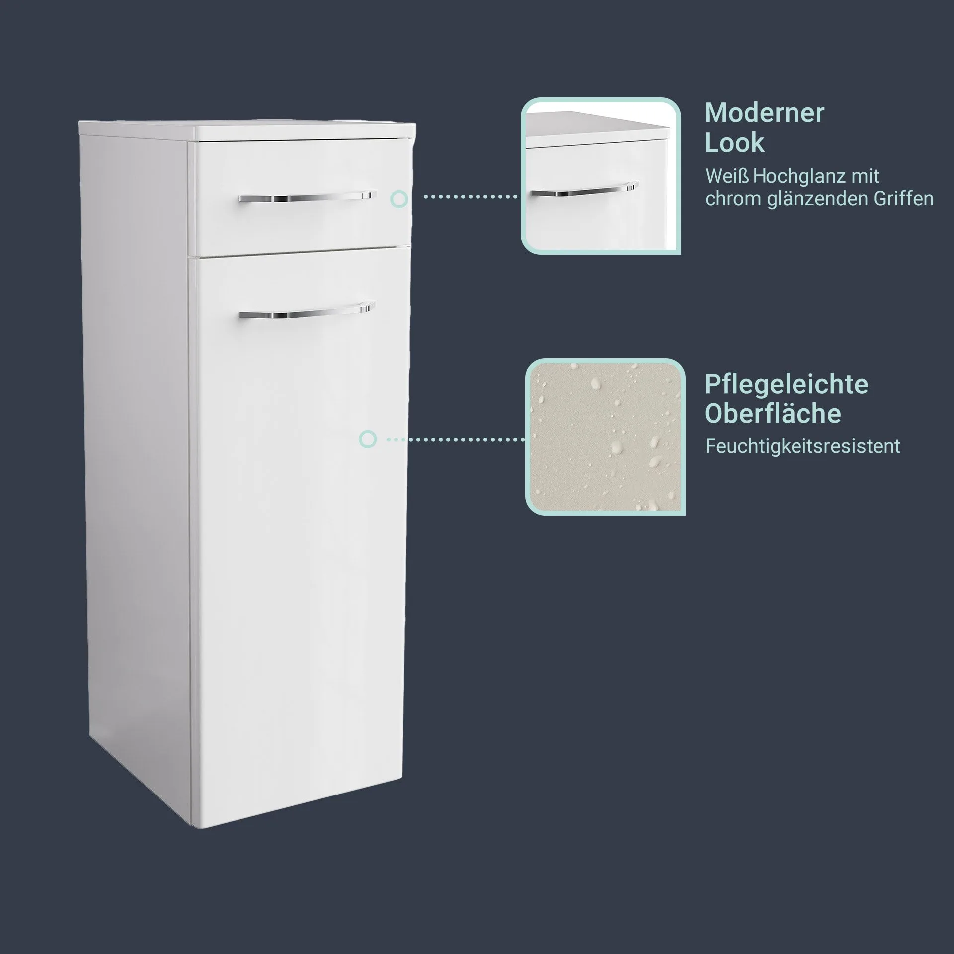 FACKELMANN MILANO Midischrank 30 cm breit, Weiß