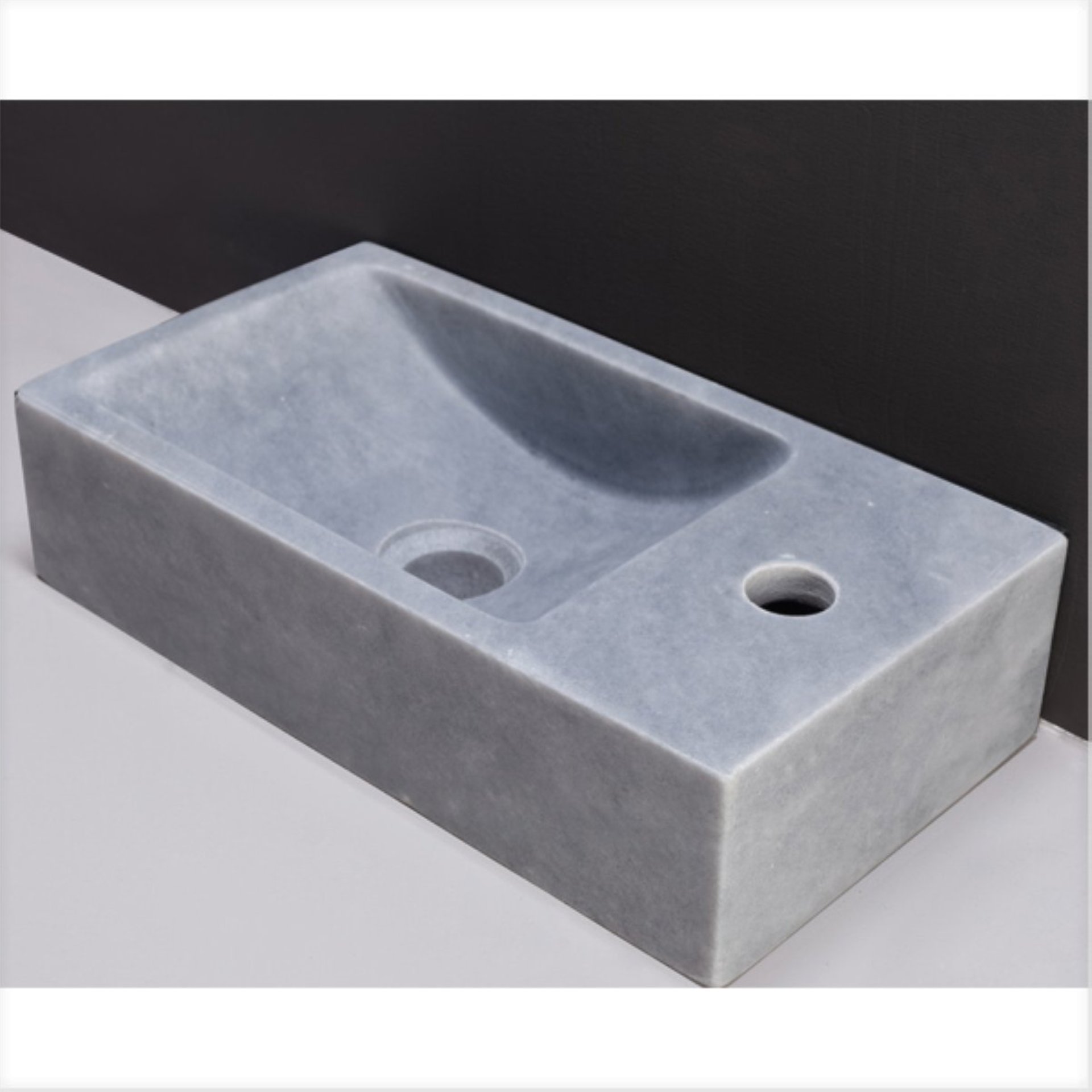 Waschbecken Naturstein VENETIA (40 cm) Marmor, mit Hahnloch rechts, 100378