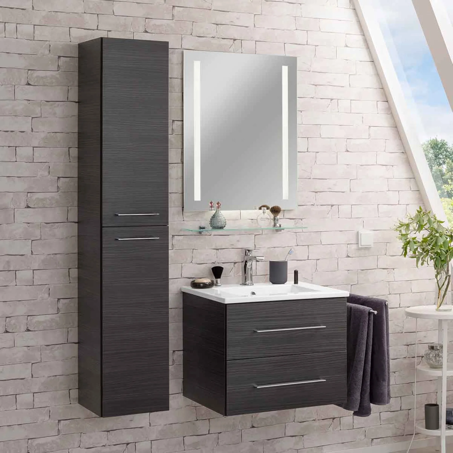 Fackelmann B.PERFEKT Hochschrank 30 cm breit, Anthrazit