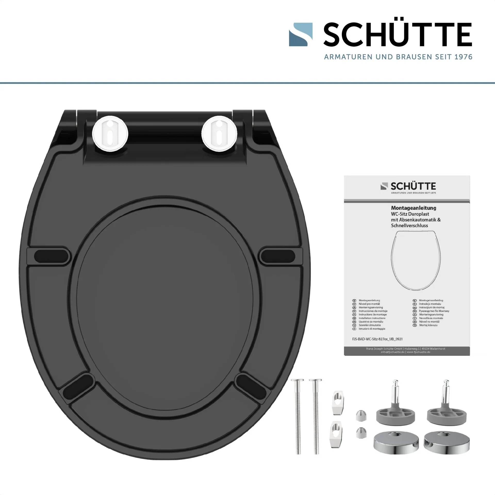 SCHÜTTE SLIM BLACK WC-Sitz, Kunststoff, mit Absenkautomatik und Schnellverschluss