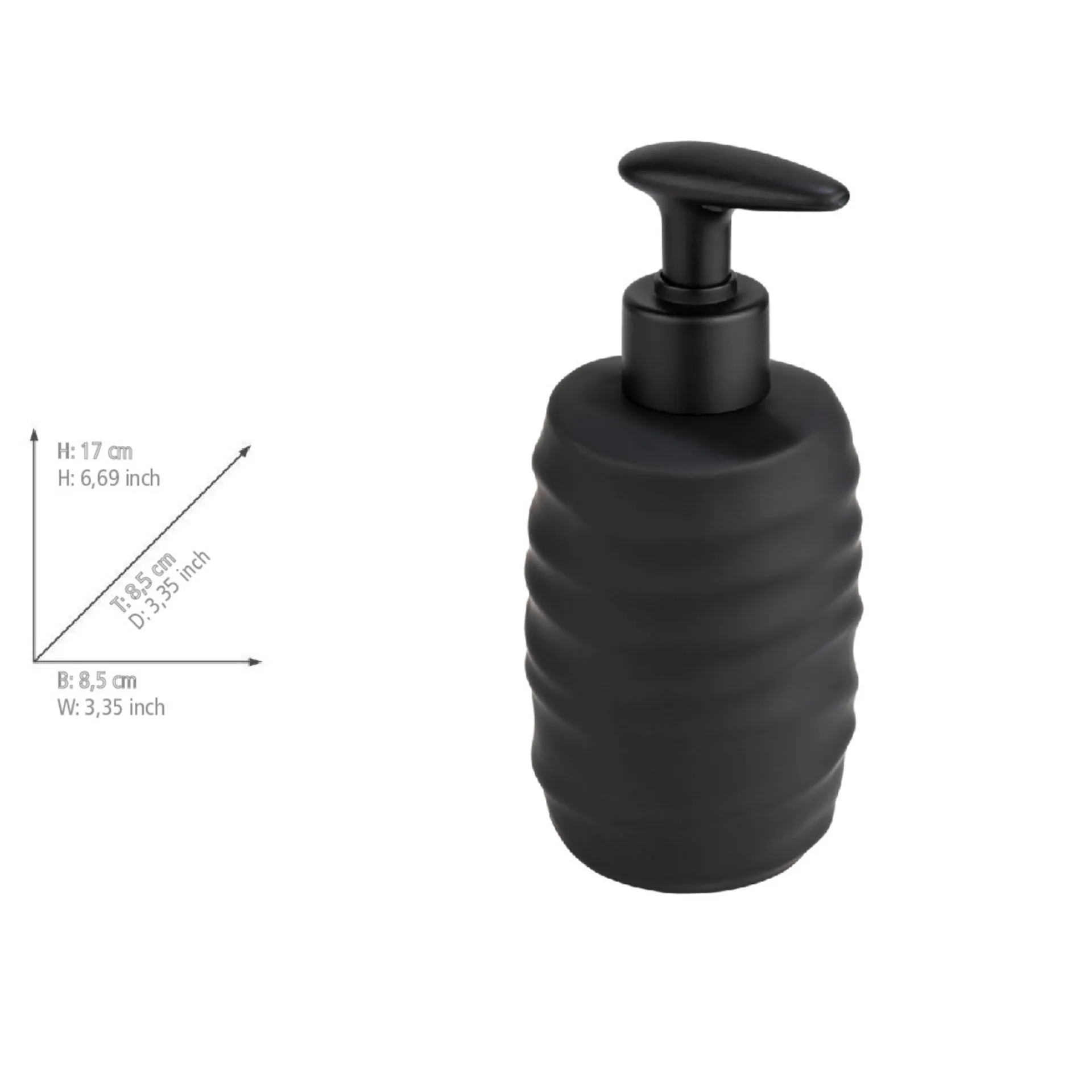 WENKO ILLANA Accessoire Set, Schwarz, Zahnputzbecher, Seifenspender, Keramik