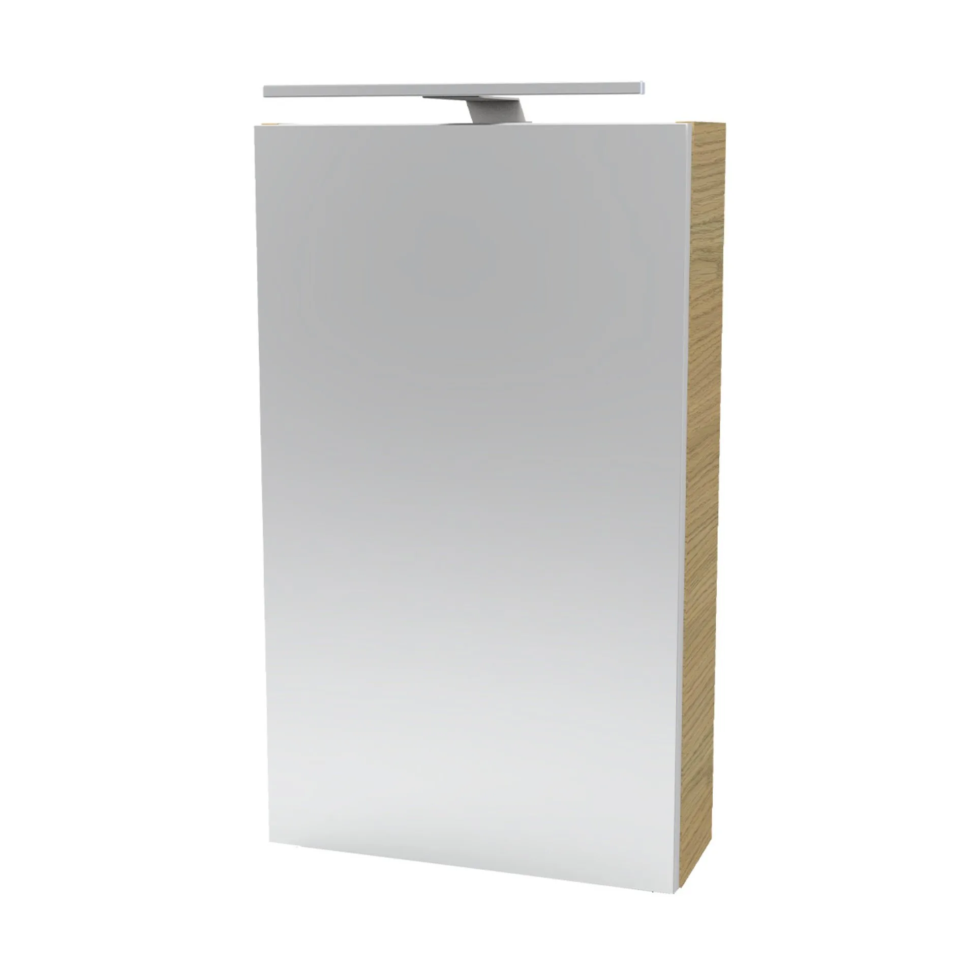 FACKELMANN SBC B.STYLE Gäste WC Spiegelschrank 40 cm breit, Braun, Türanschlag links + Aufsatzleuchte