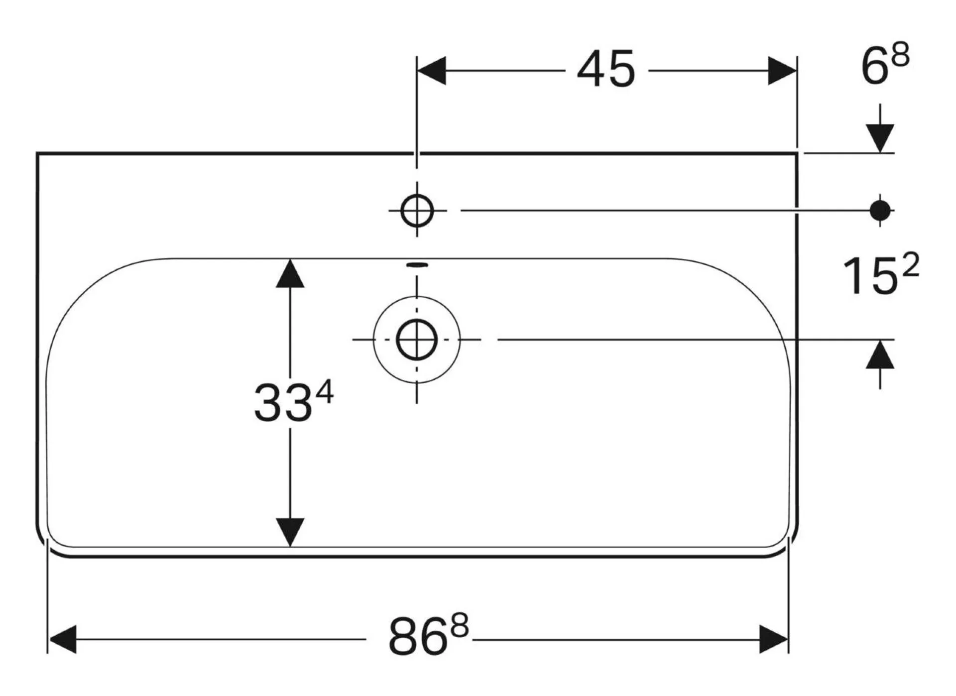 GEBERIT SMYLE SQUARE Waschbecken Keramik 90 cm breit, Weiß, KeraTect