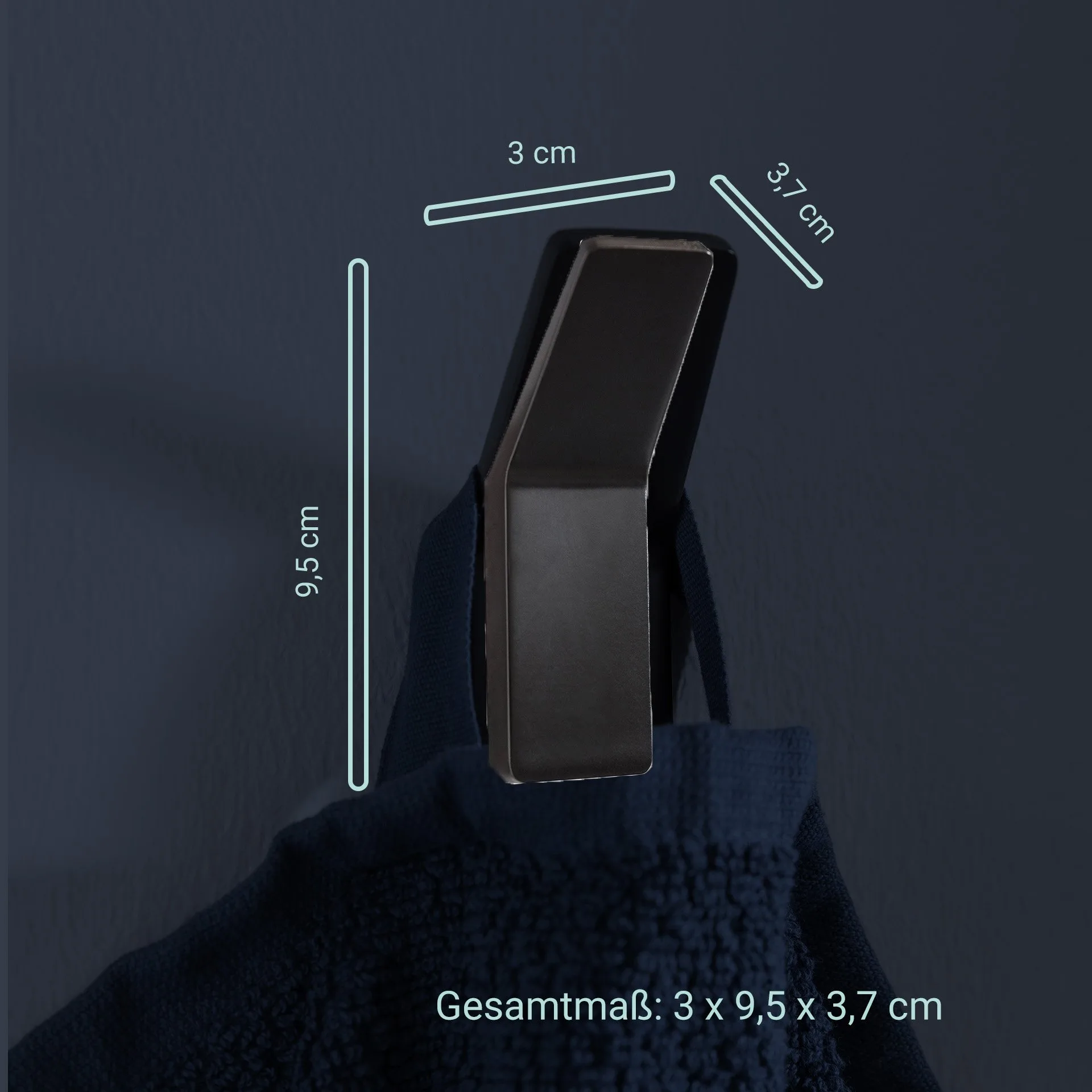 BADEDU SIRIUS Accessoire Set 3-teilig, Schwarz matt, Handtuchhaken, Toilettenpapierhalter, Seifenspender mit Halter