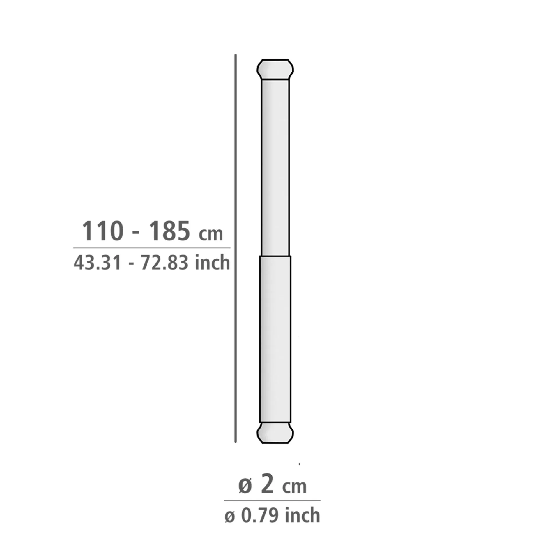 WENKO Teleskop-Duschstange 110-185 cm, Weiß, Aluminium rostfrei