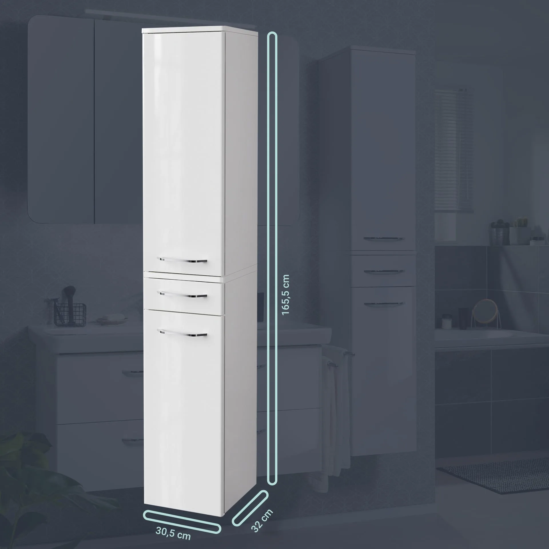 FACKELMANN MILANO Hochschrank 30 cm breit, Weiß