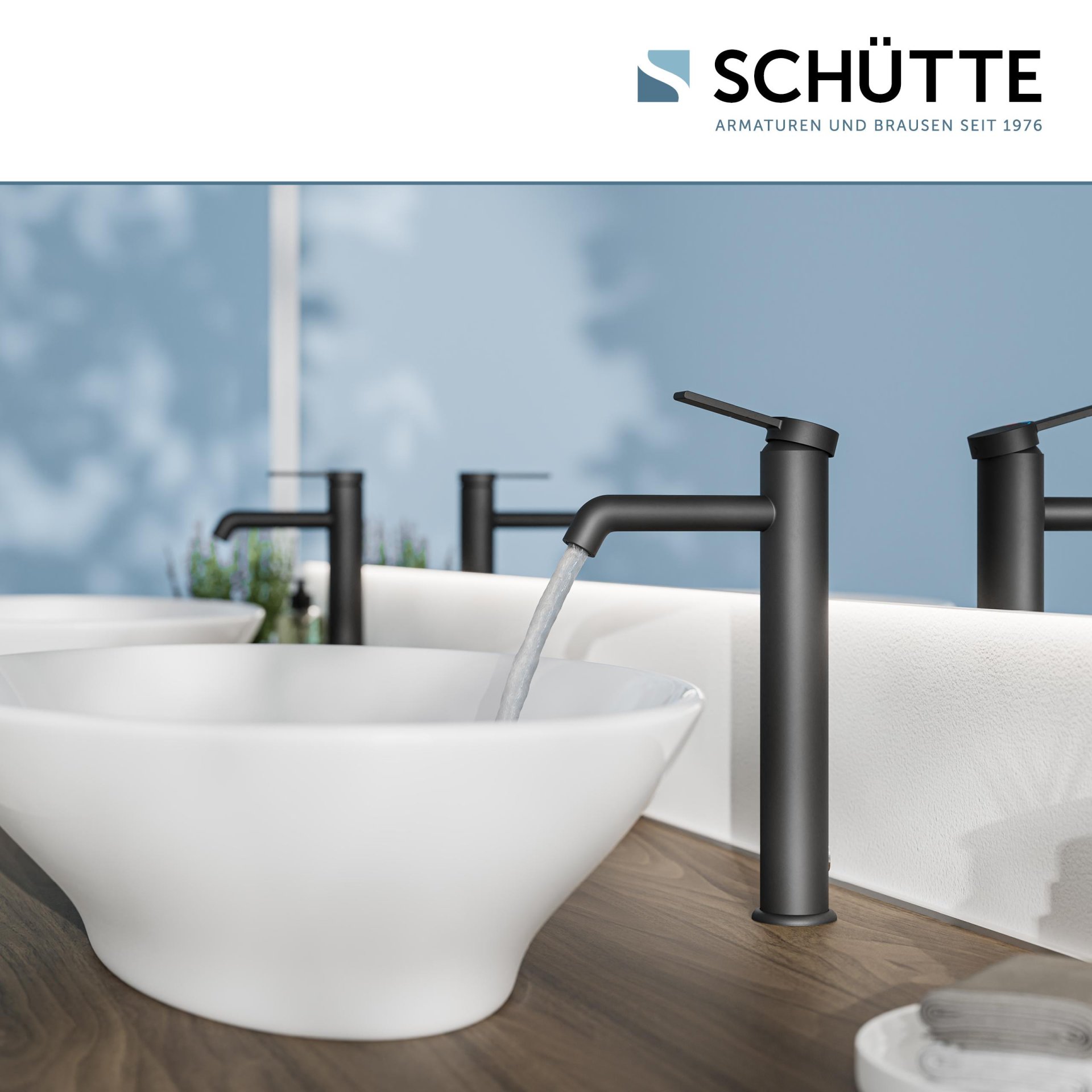 SCHÜTTE LOS ANGELES Waschtischarmatur, Schwarz matt, für Aufsatzwaschbecken