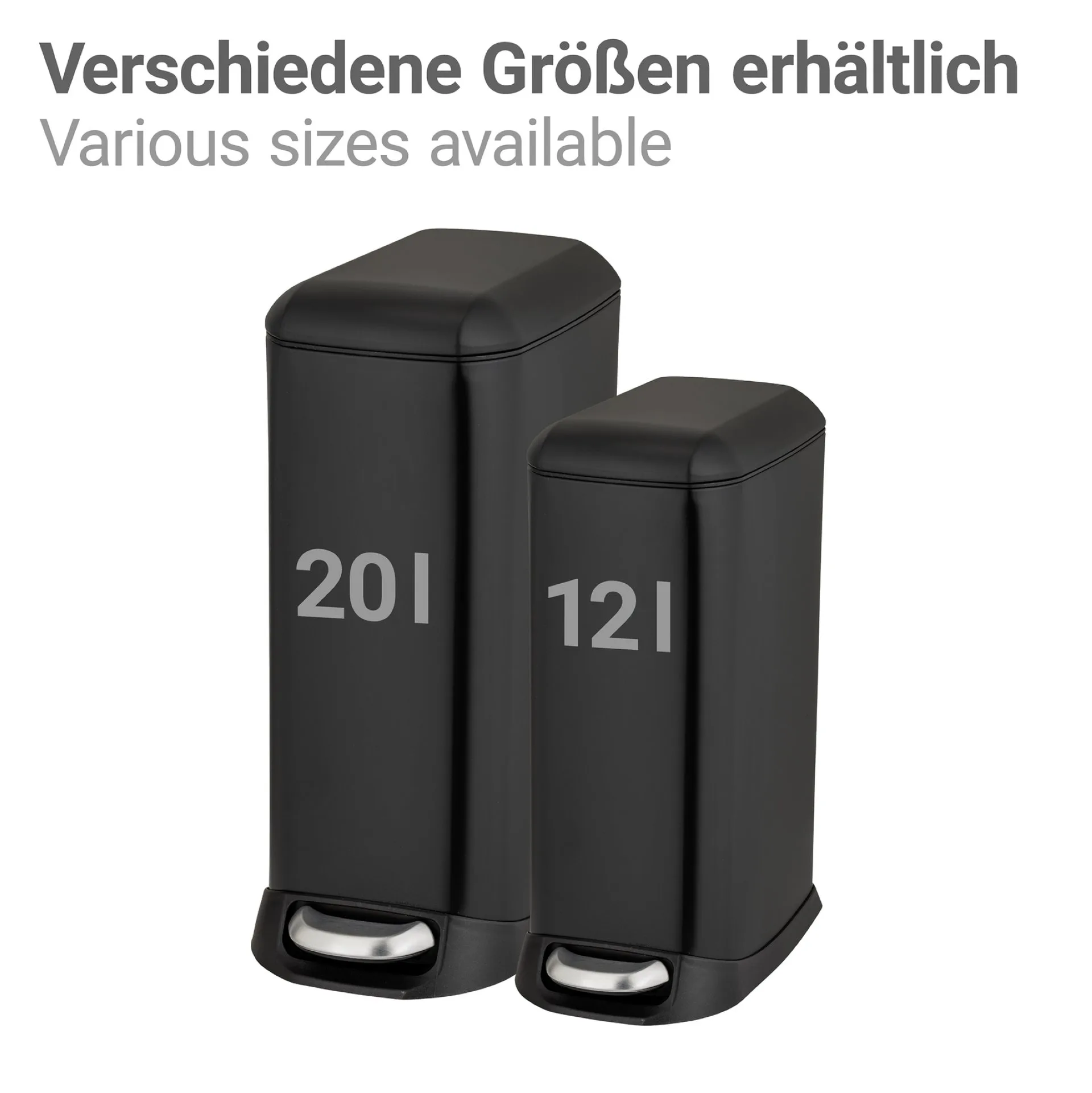 WENKO DESIGN Mülleimer 20 Liter, Schwarz, mit Absenkautomatik