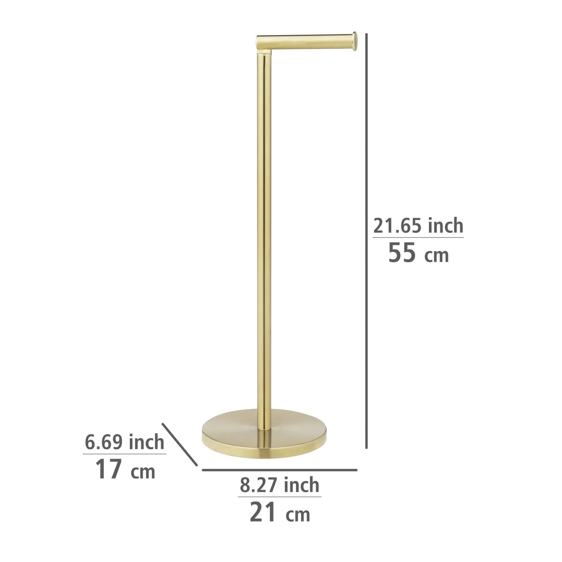 WENKO 2IN1 Toilettenpapierhalter, Gold, mit Bevorrater, stehend