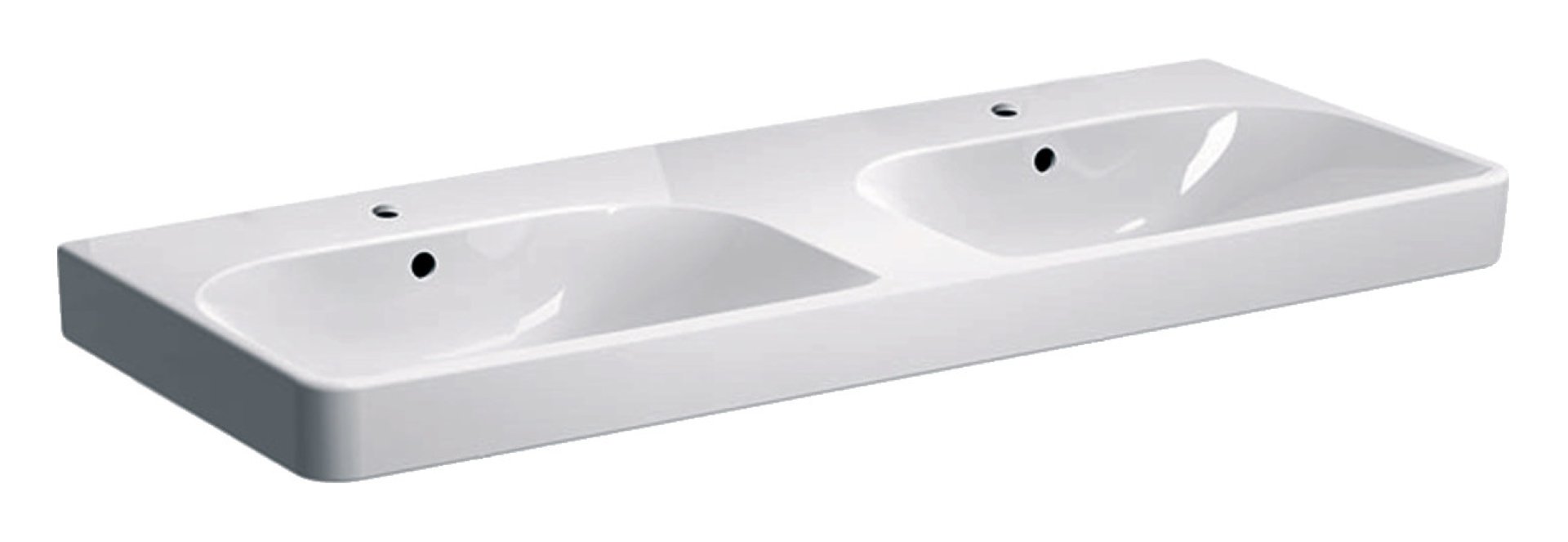 GEBERIT SMYLE SQUARE Doppelwaschbecken Keramik 120 cm breit, Weiß, KeraTect