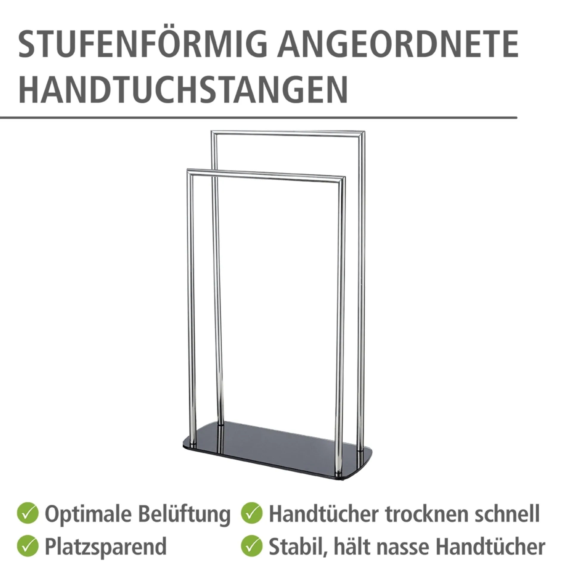 WENKO RAVINA Handtuchhalter, Schwarz/Silber, Edelstahl, stehend