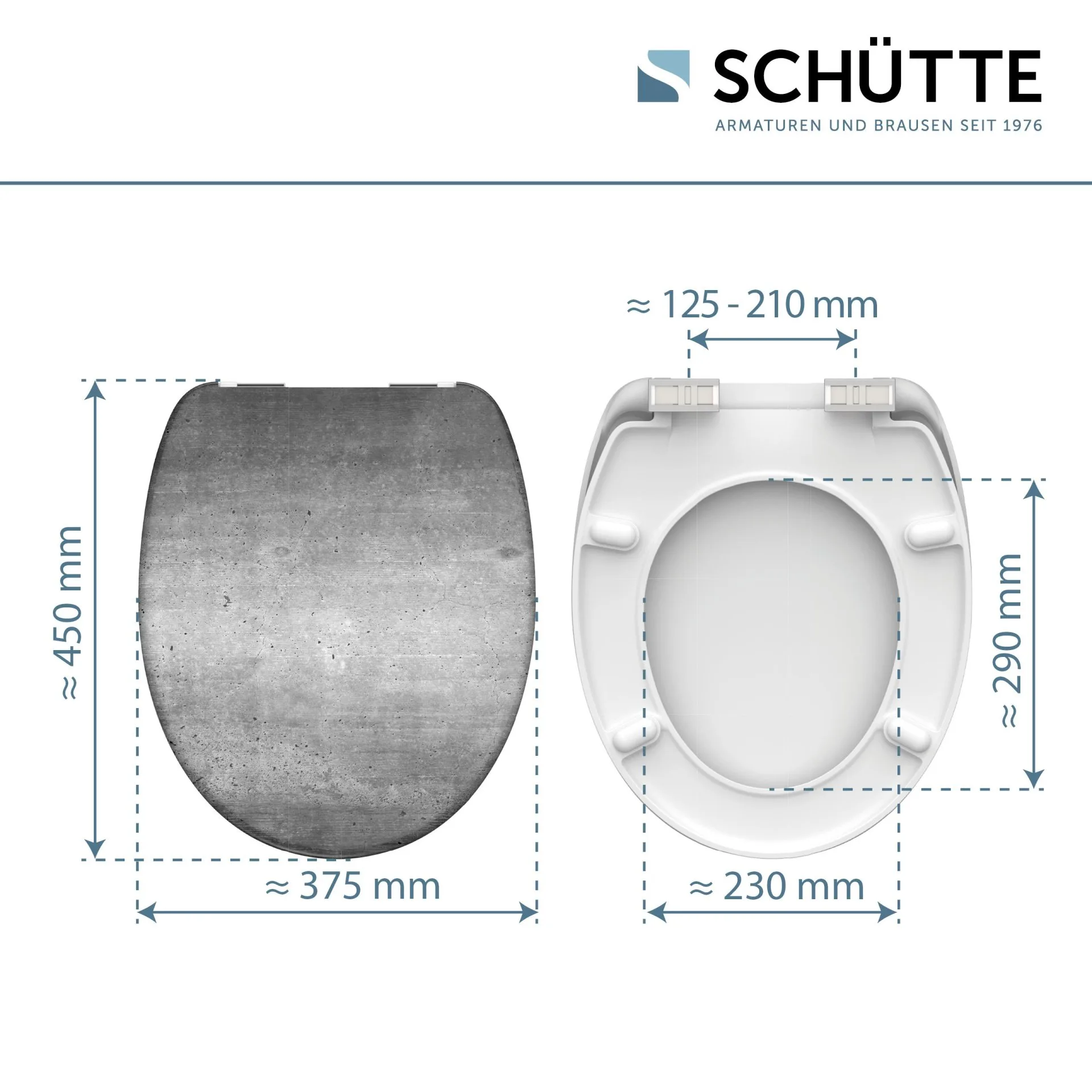 SCHÜTTE INDUSTRIAL GREY WC-Sitz, Kunststoff, mit Absenkautomatik